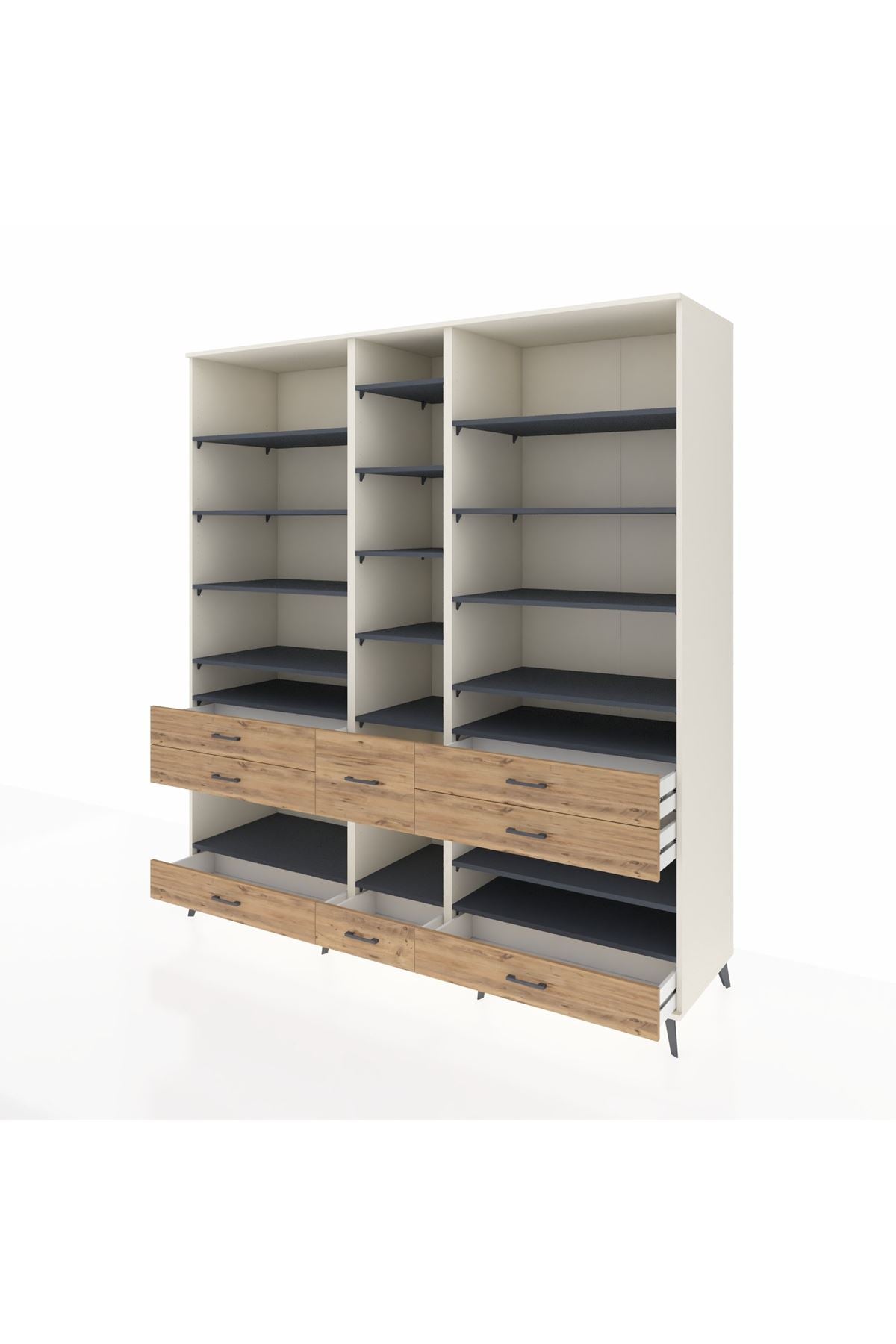 Kronos Dolap 19 Raflı 8 Çekmeceli 220x59x243 - S784M020V09C