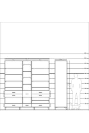 Kronos Dolap 19 Raflı 8 Çekmeceli 220x59x243 - S784M020V20C
