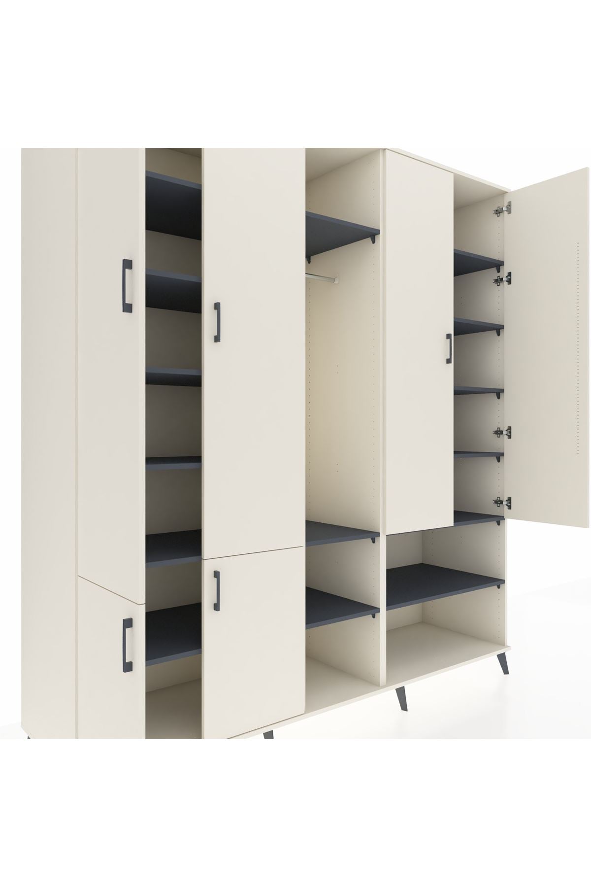 Kronos Dolap 15 Raflı 5 Kapaklı Tek Askılı 220x59x243 - S784M021V05C