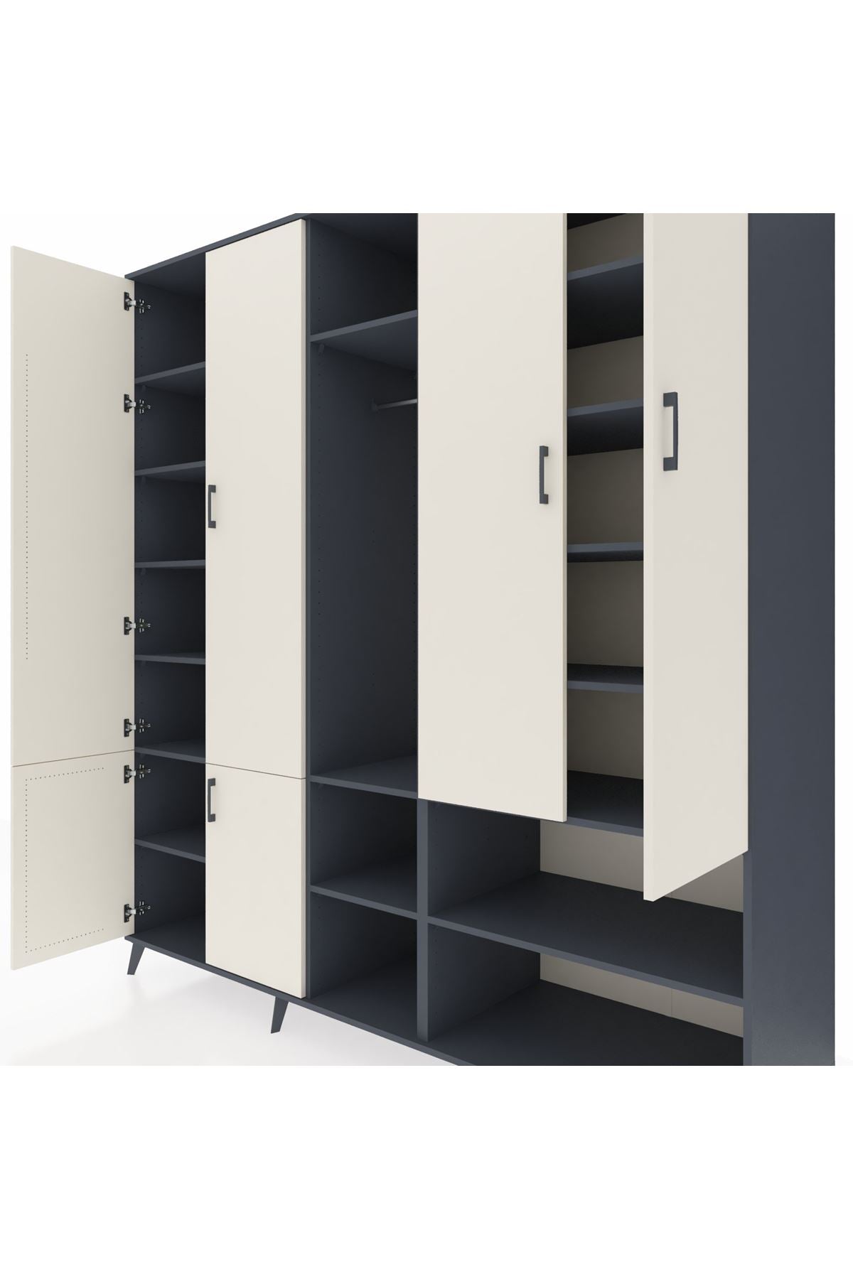 Kronos Dolap 15 Raflı 5 Kapaklı Tek Askılı 220x59x243 - S784M021V14C