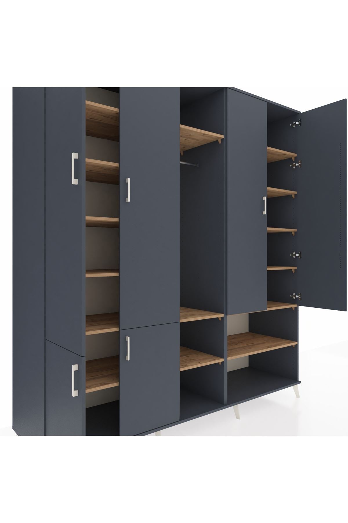 Kronos Dolap 15 Raflı 5 Kapaklı Tek Askılı 220x59x243 - S784M021V18C