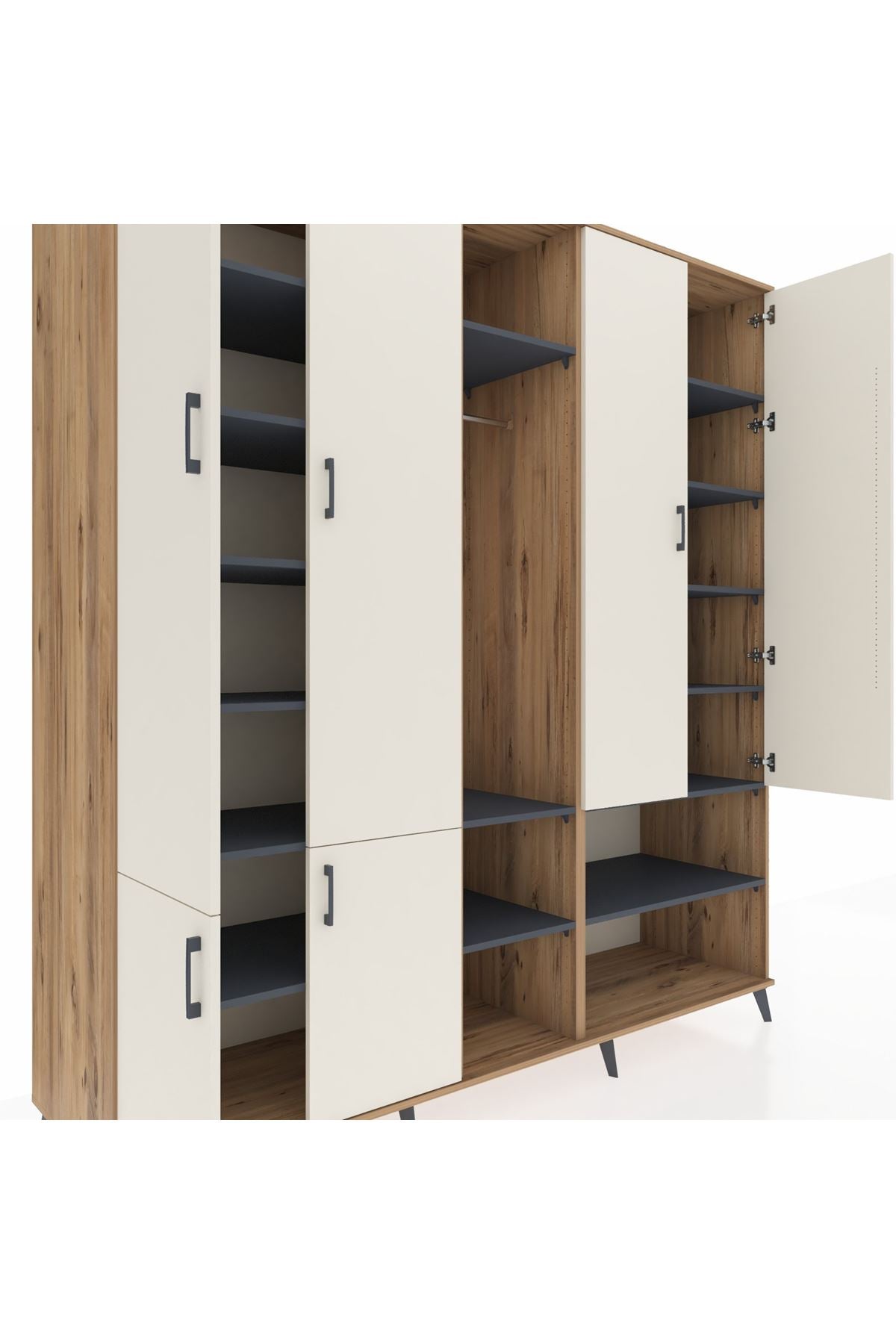 Kronos Dolap 15 Raflı 5 Kapaklı Tek Askılı 220x59x243 - S784M021V23C