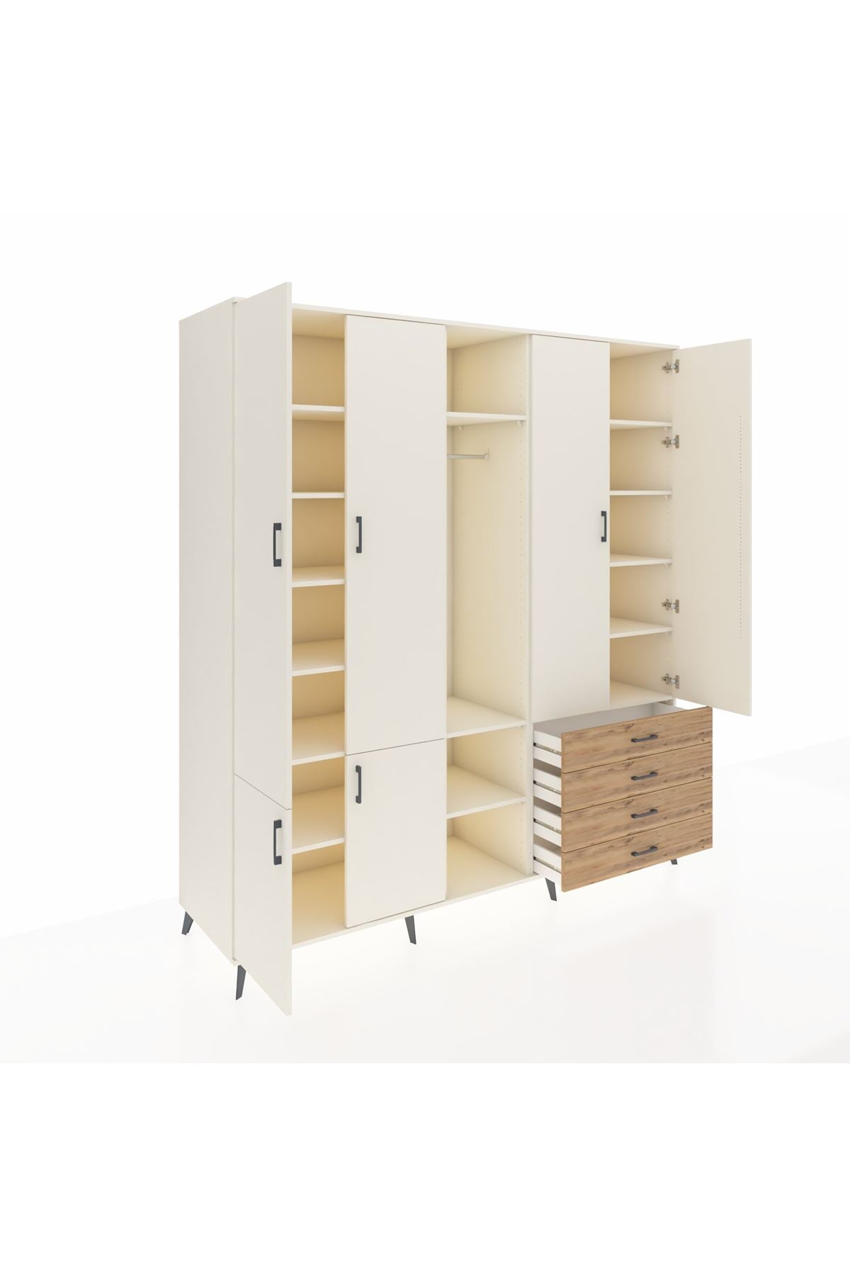 Kronos Dolap 14 Raflı 4 Çekmeceli Tek Askılı 220x59x243 - S784M022V06C