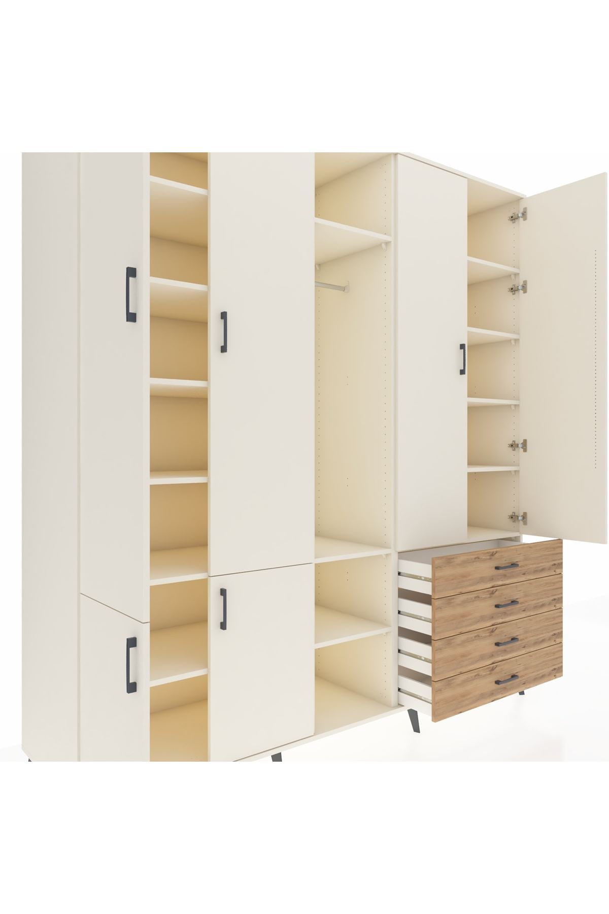 Kronos Dolap 14 Raflı 4 Çekmeceli Tek Askılı 220x59x243 - S784M022V06C
