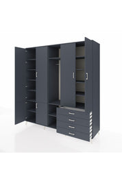 Kronos Dolap 14 Raflı 4 Çekmeceli Tek Askılı 220x59x243 - S784M022V17C