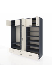 Kronos Dolap 18 Raflı 4 Çekmeceli Tek Askılı 220x59x243 - S784M024V13C