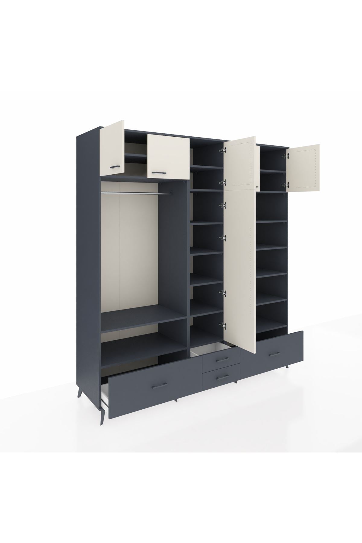 Kronos Dolap 18 Raflı 4 Çekmeceli Tek Askılı 220x59x243 - S784M024V14C