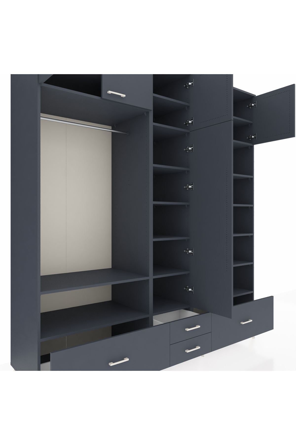 Kronos Dolap 18 Raflı 4 Çekmeceli Tek Askılı 220x59x243 - S784M024V17C