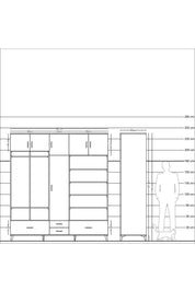 Kronos Dolap 18 Raflı 4 Çekmeceli Tek Askılı 220x59x243 - S784M024V18C
