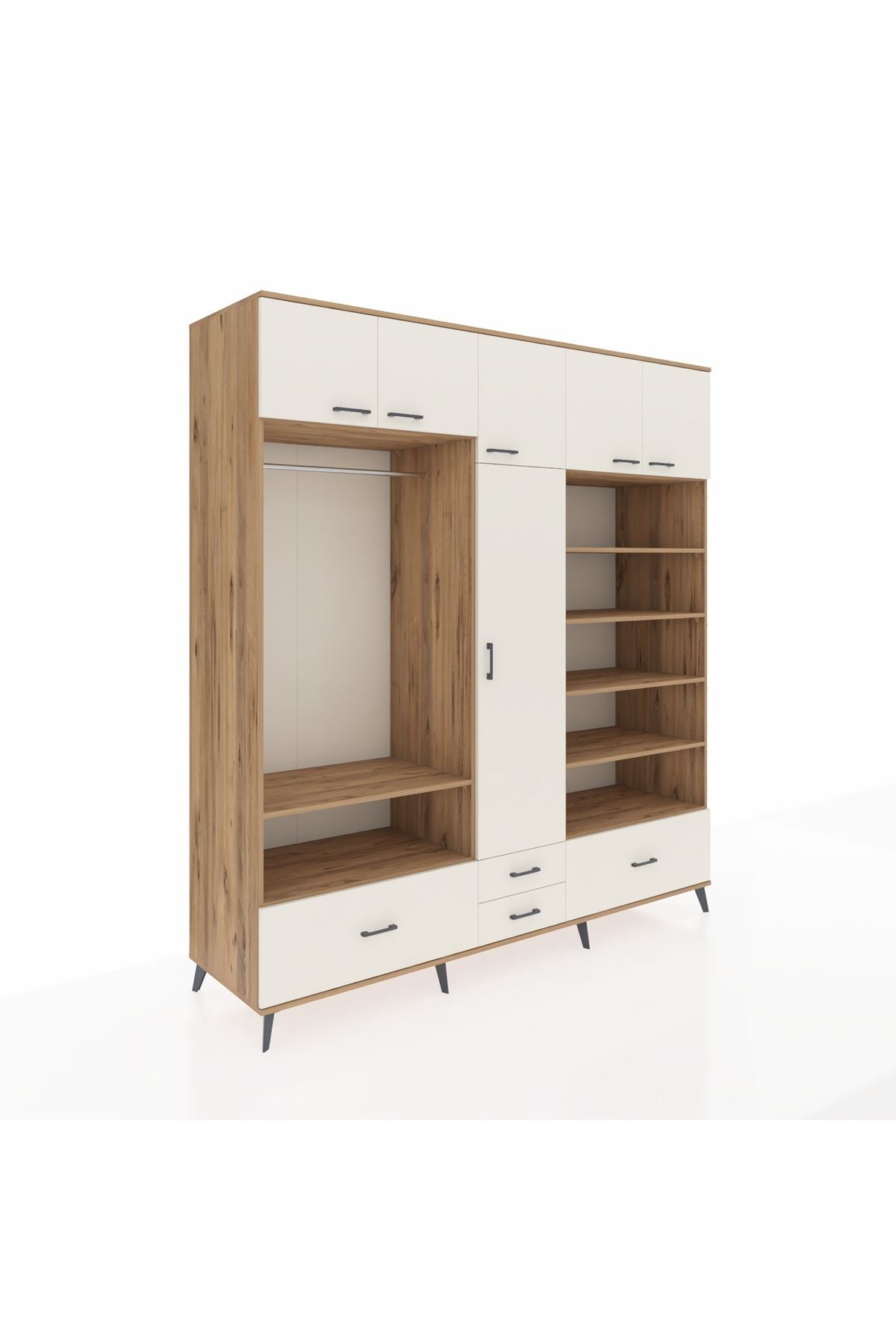 Kronos Dolap 18 Raflı 4 Çekmeceli Tek Askılı 220x59x243 - S784M024V22C