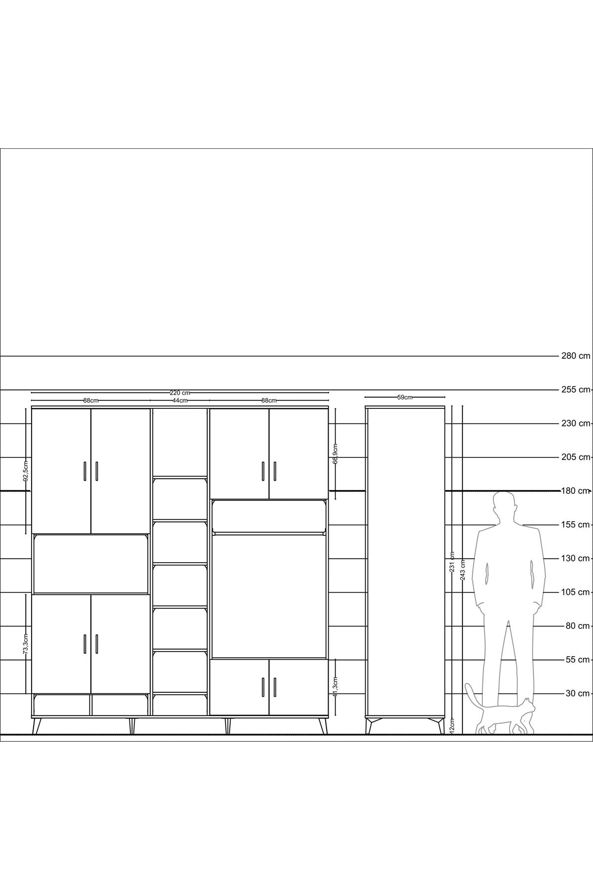 Kronos Dolap 18 Raflı 8 Kapaklı Tek Askılı 220x59x243 - S784M025V14C