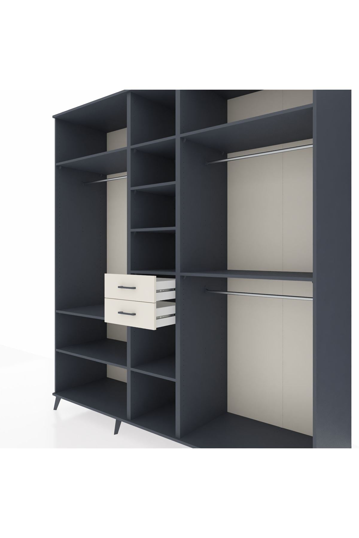 Kronos Dolap 10 Raflı 2 Çekmeceli 3 Askılı 220x59x243 - S784M026V16C