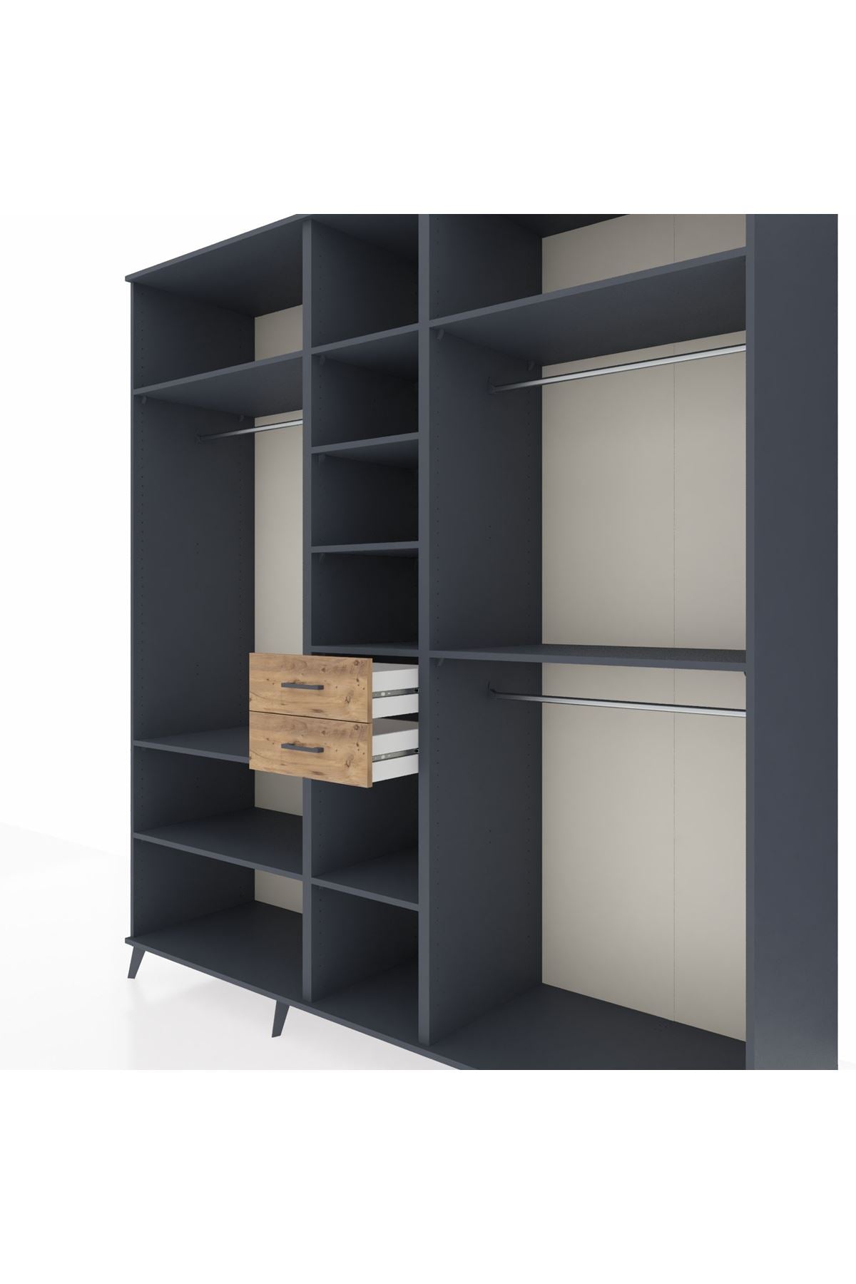 Kronos Dolap 10 Raflı 2 Çekmeceli 3 Askılı 220x59x243 - S784M026V18C