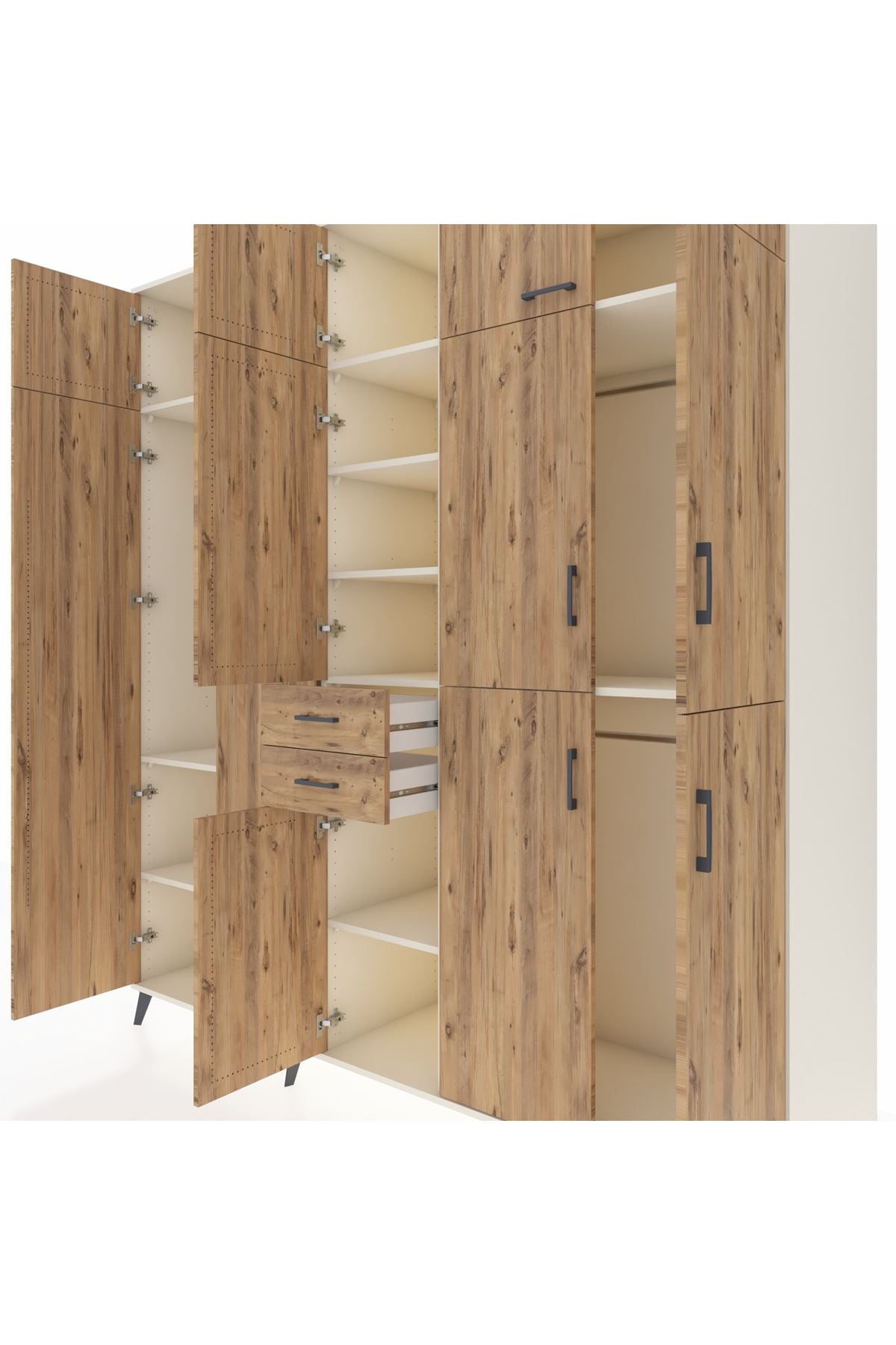 Kronos Dolap 10 Raflı 2 Çekmeceli 3 Askılı 220x59x243 - S784M027V03C