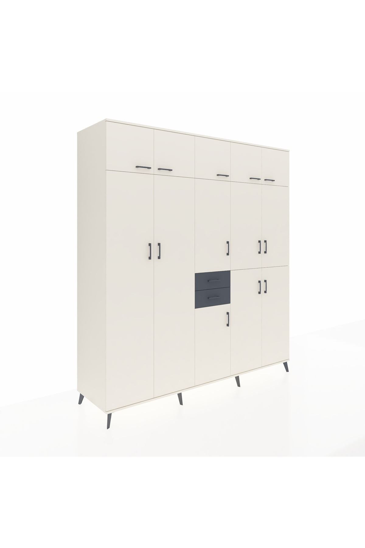 Kronos Dolap 10 Raflı 2 Çekmeceli 3 Askılı 220x59x243 - S784M027V05C