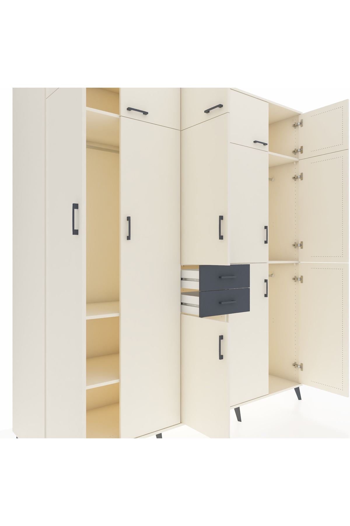 Kronos Dolap 10 Raflı 2 Çekmeceli 3 Askılı 220x59x243 - S784M027V05C