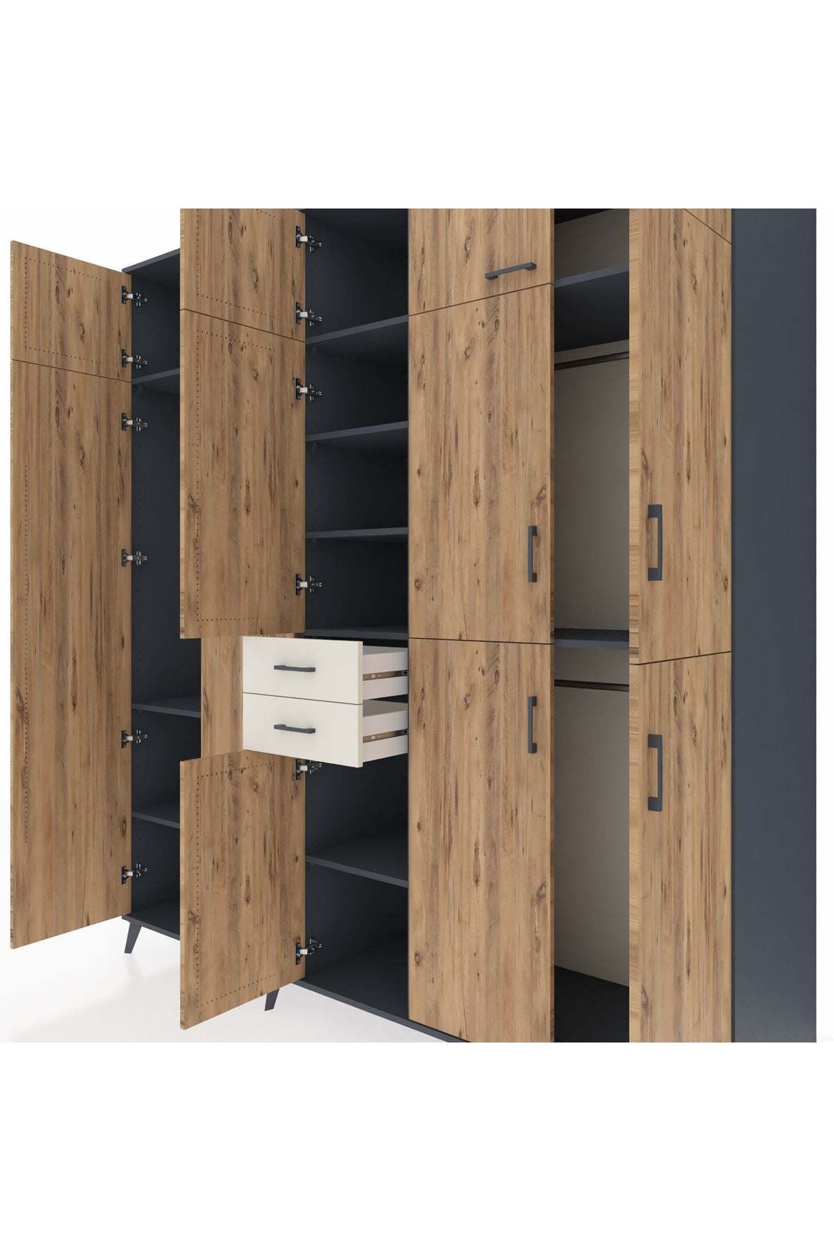 Kronos Dolap 10 Raflı 2 Çekmeceli 3 Askılı 220x59x243 - S784M027V10C