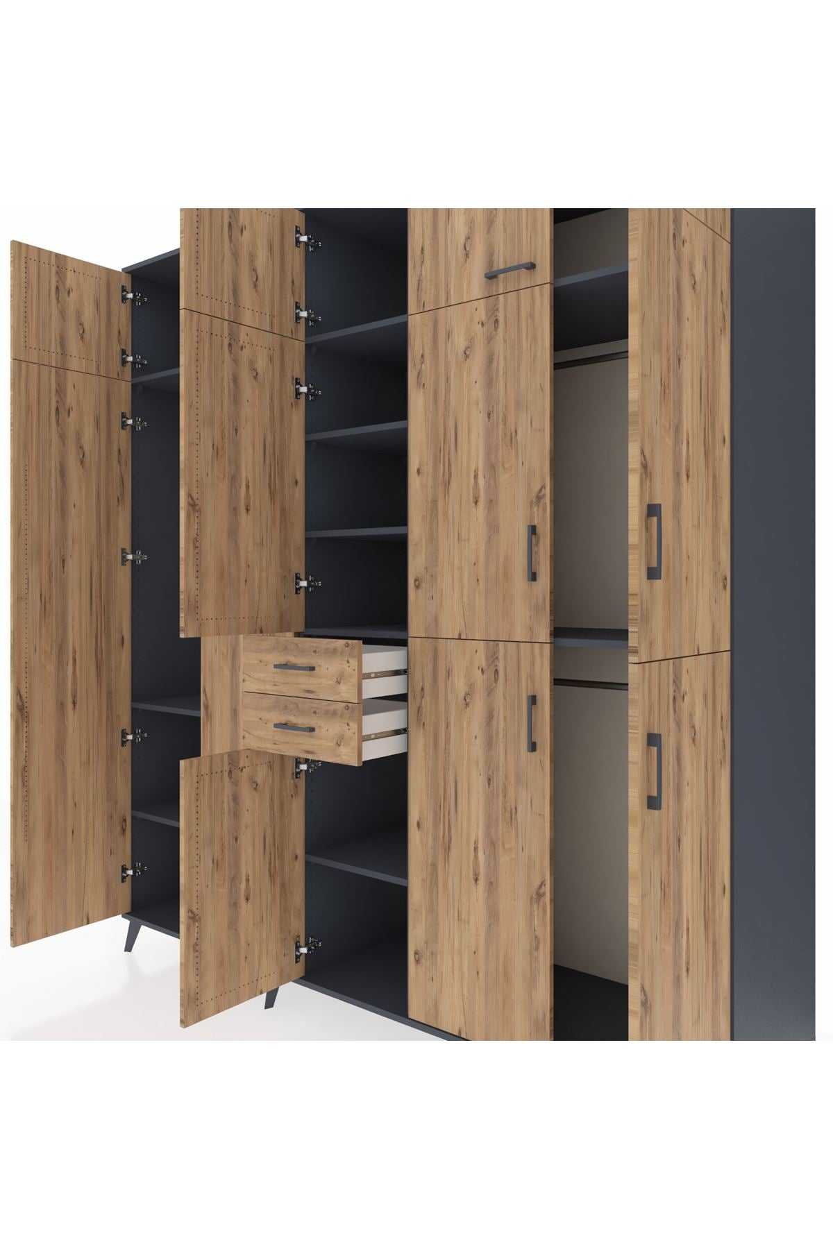 Kronos Dolap 10 Raflı 2 Çekmeceli 3 Askılı 220x59x243 - S784M027V12C