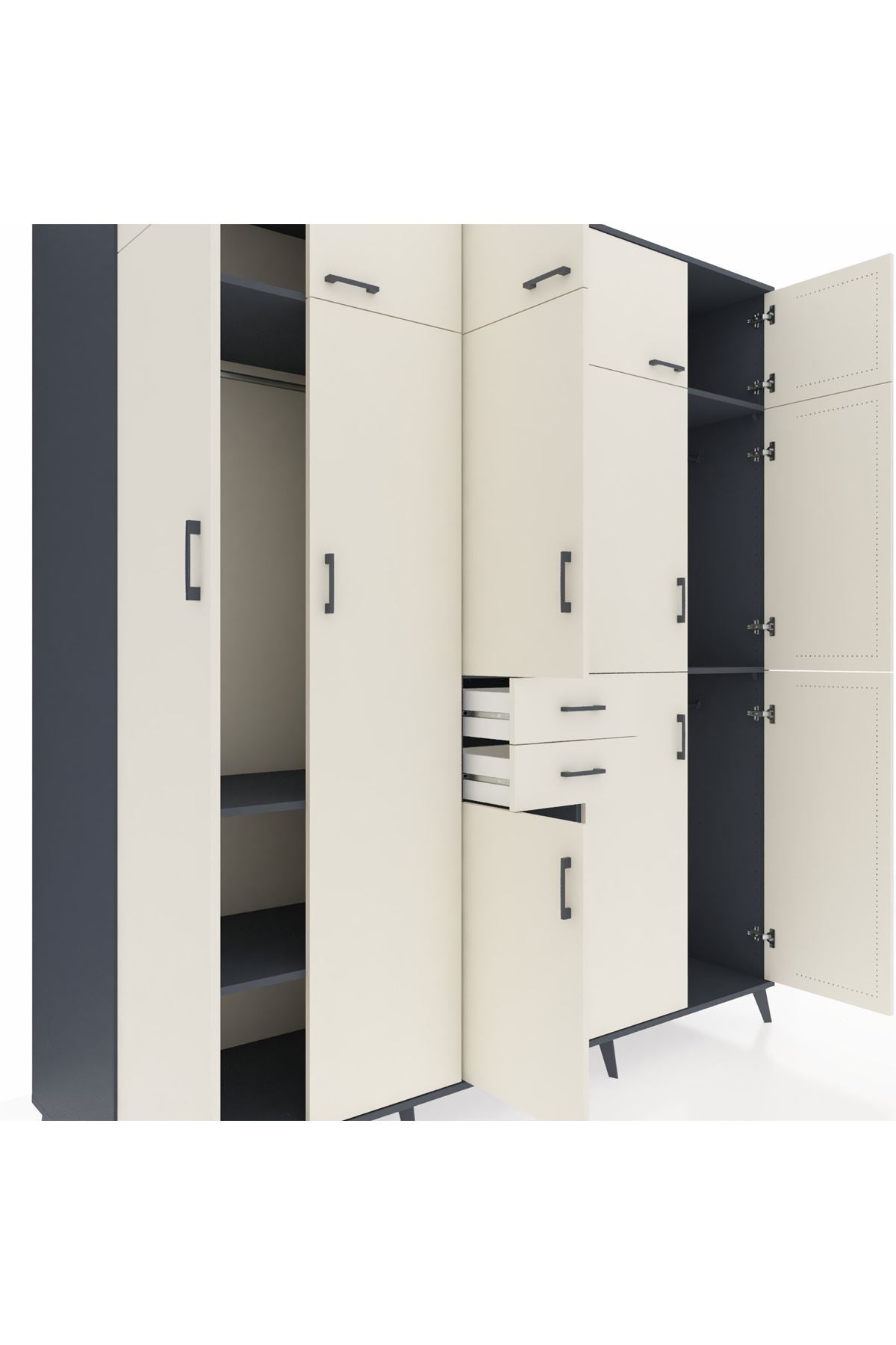 Kronos Dolap 10 Raflı 2 Çekmeceli 3 Askılı 220x59x243 - S784M027V13C
