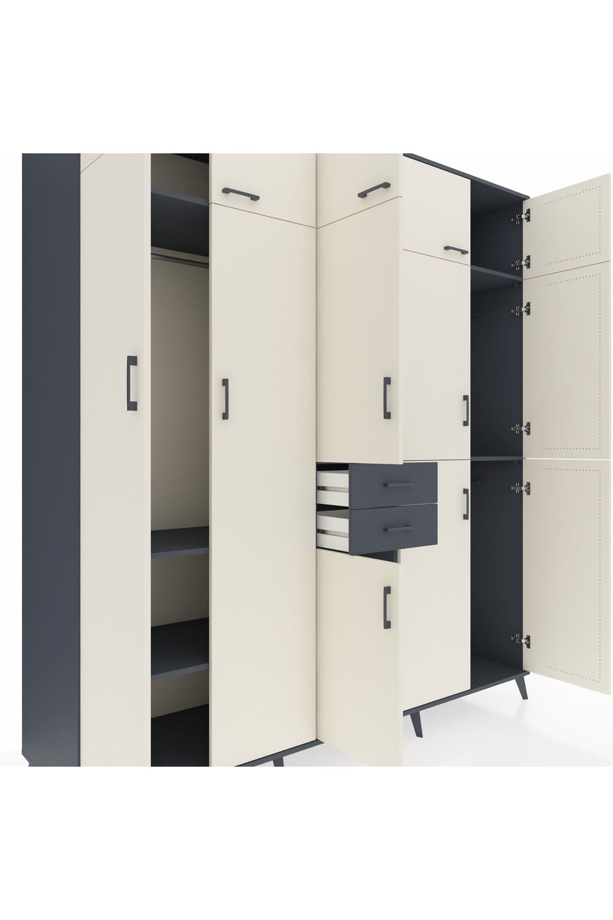 Kronos Dolap 10 Raflı 2 Çekmeceli 3 Askılı 220x59x243 - S784M027V14C