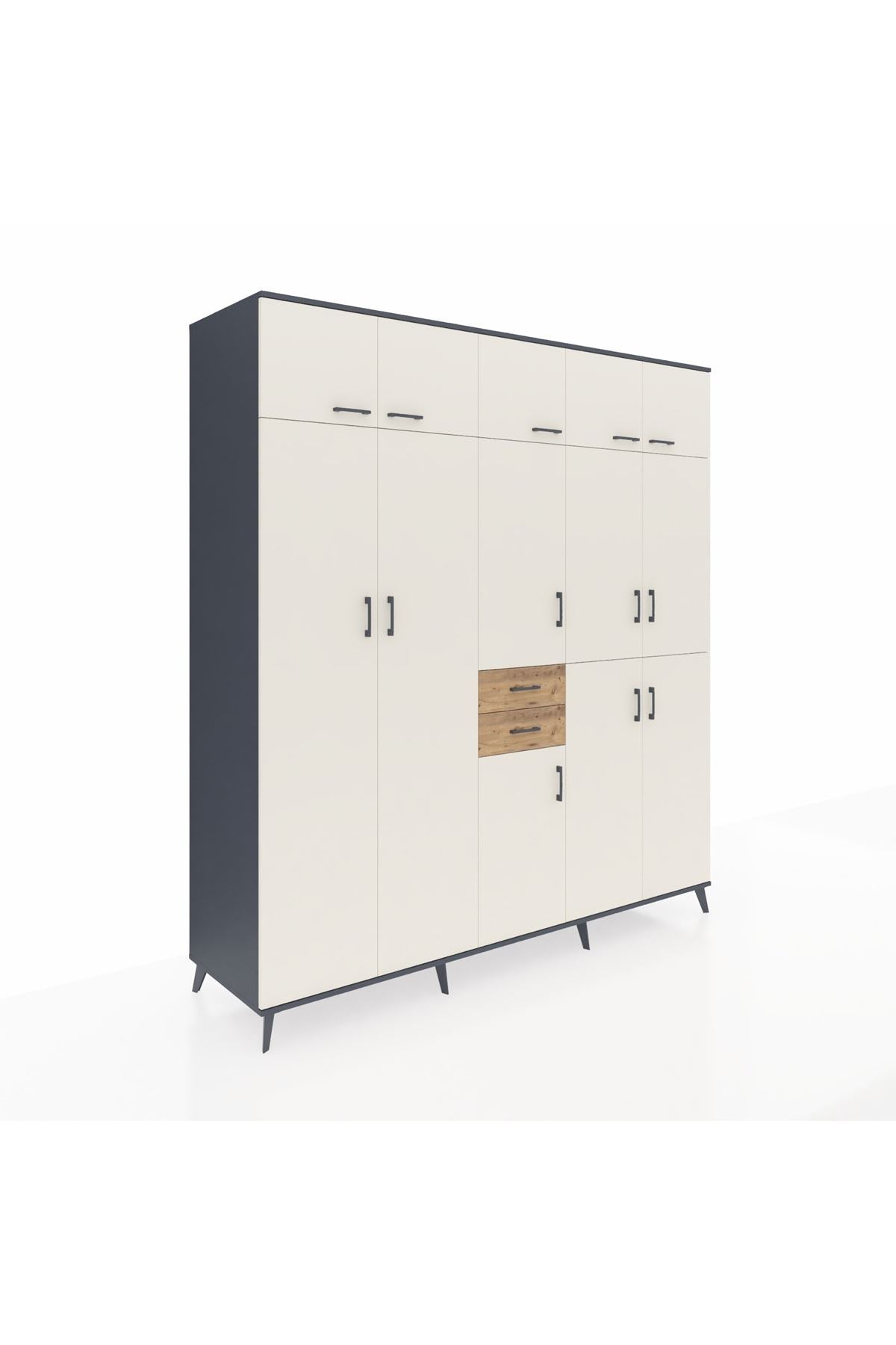 Kronos Dolap 10 Raflı 2 Çekmeceli 3 Askılı 220x59x243 - S784M027V15C