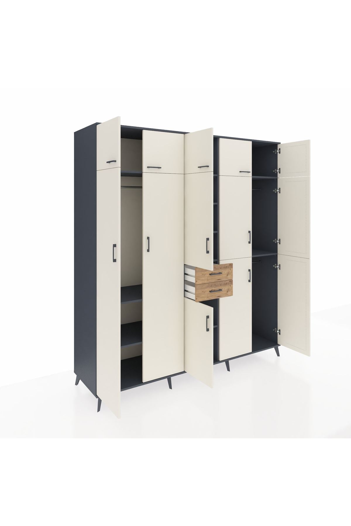 Kronos Dolap 10 Raflı 2 Çekmeceli 3 Askılı 220x59x243 - S784M027V15C