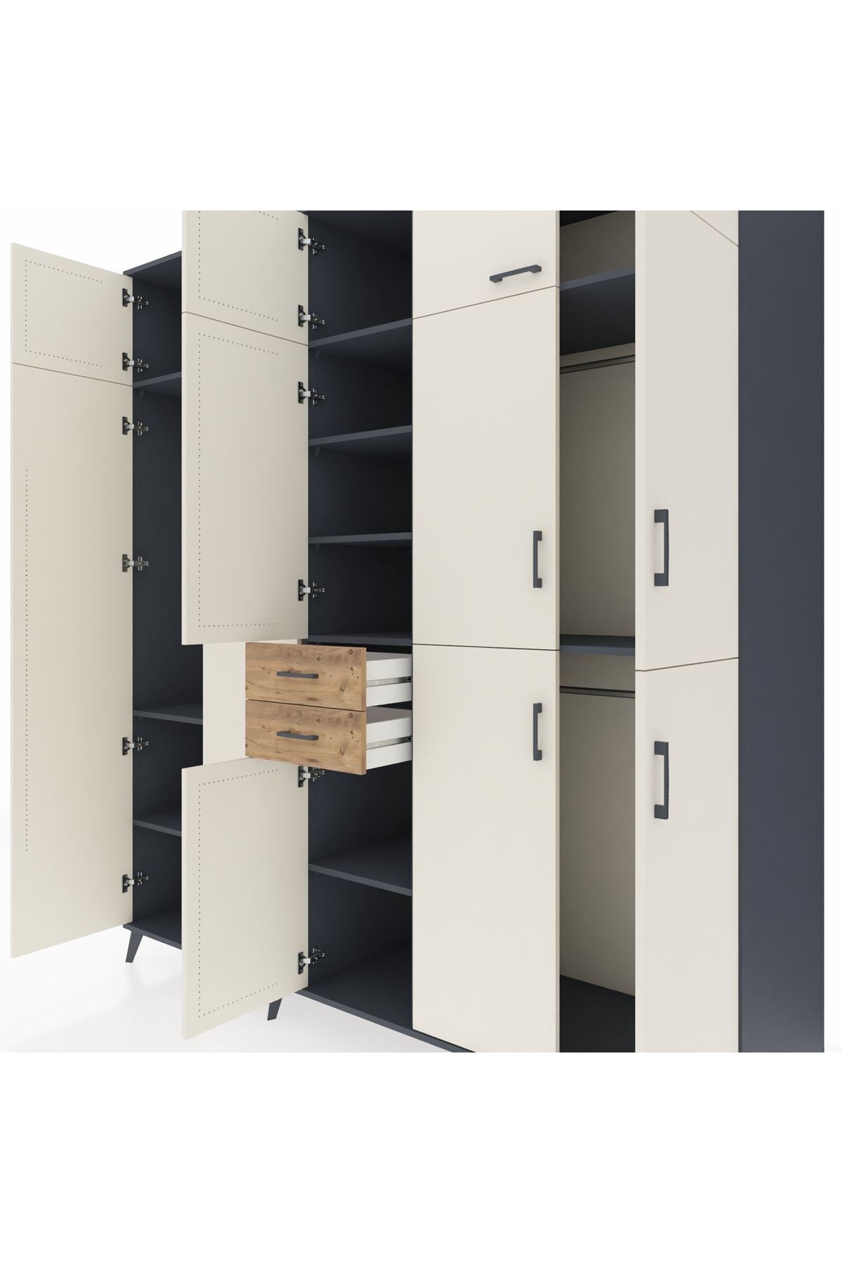 Kronos Dolap 10 Raflı 2 Çekmeceli 3 Askılı 220x59x243 - S784M027V15C