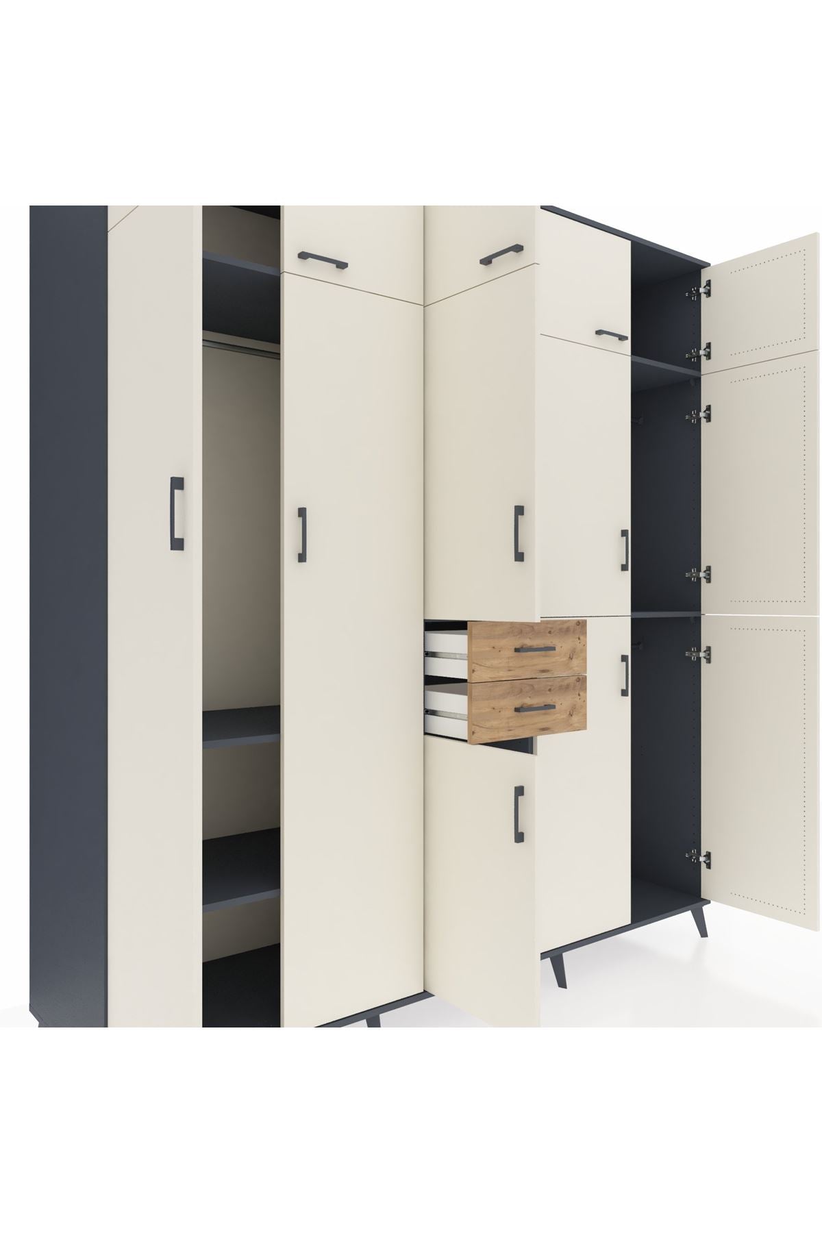 Kronos Dolap 10 Raflı 2 Çekmeceli 3 Askılı 220x59x243 - S784M027V15C