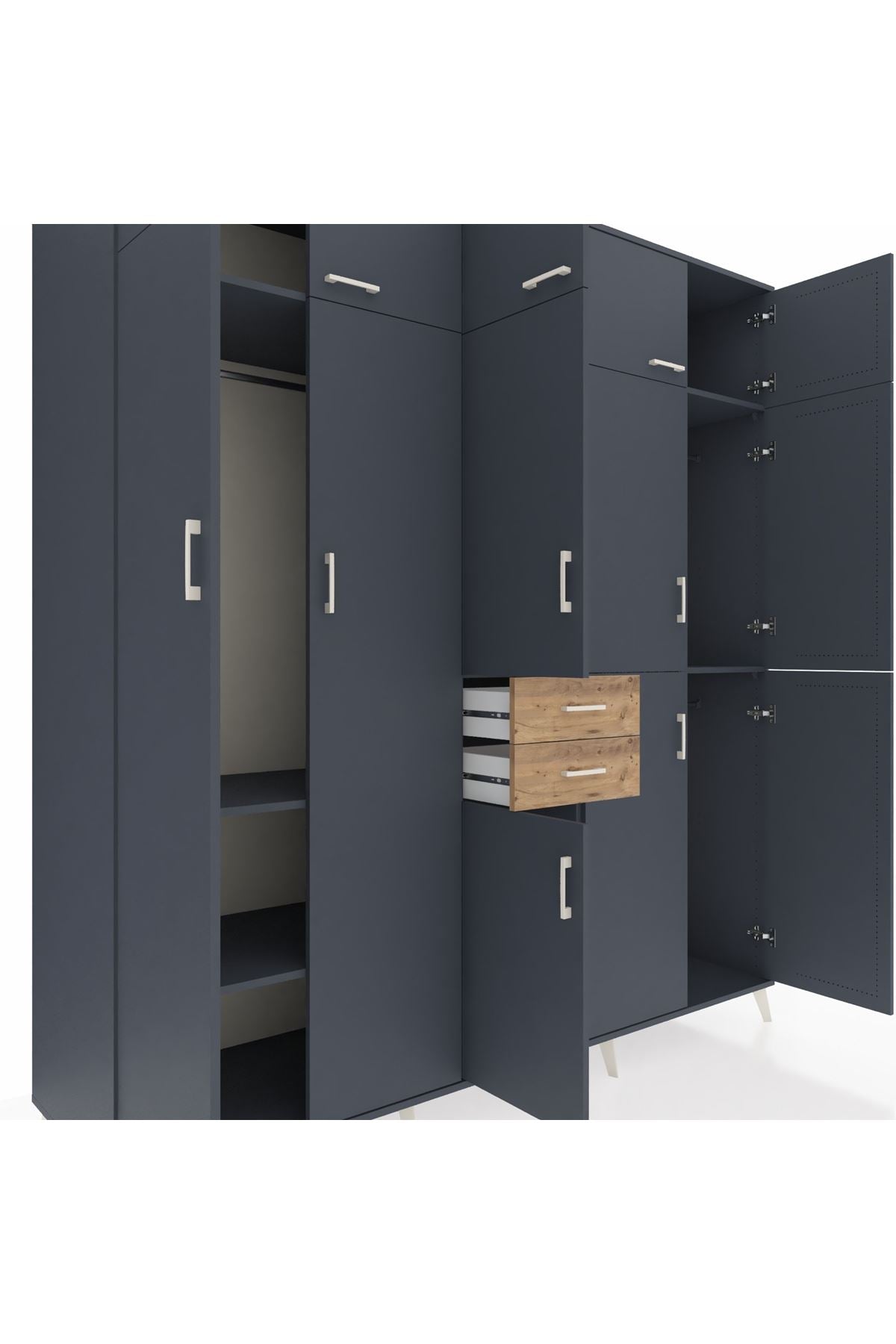 Kronos Dolap 10 Raflı 2 Çekmeceli 3 Askılı 220x59x243 - S784M027V18C