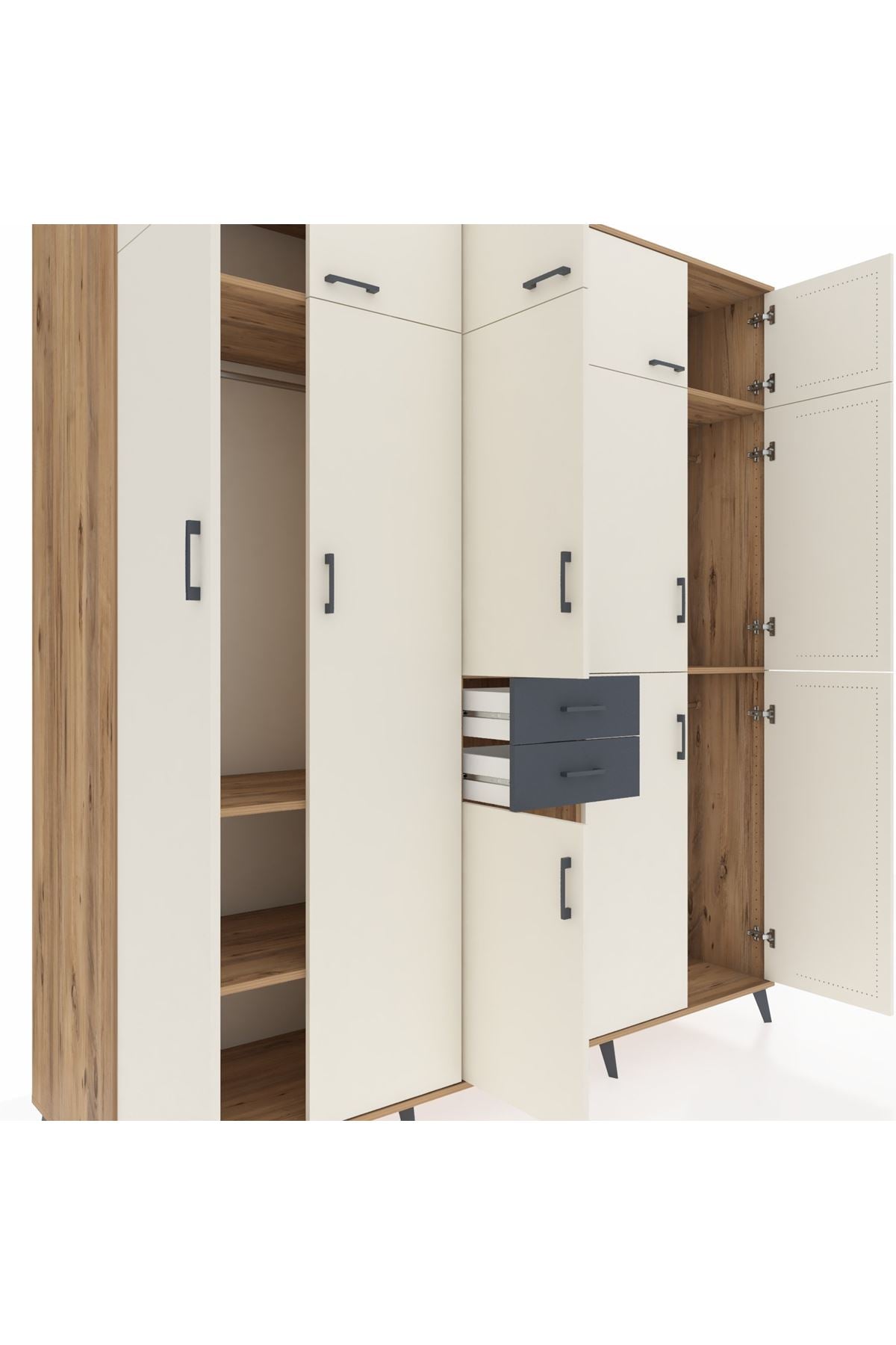 Kronos Dolap 10 Raflı 2 Çekmeceli 3 Askılı 220x59x243 - S784M027V23C