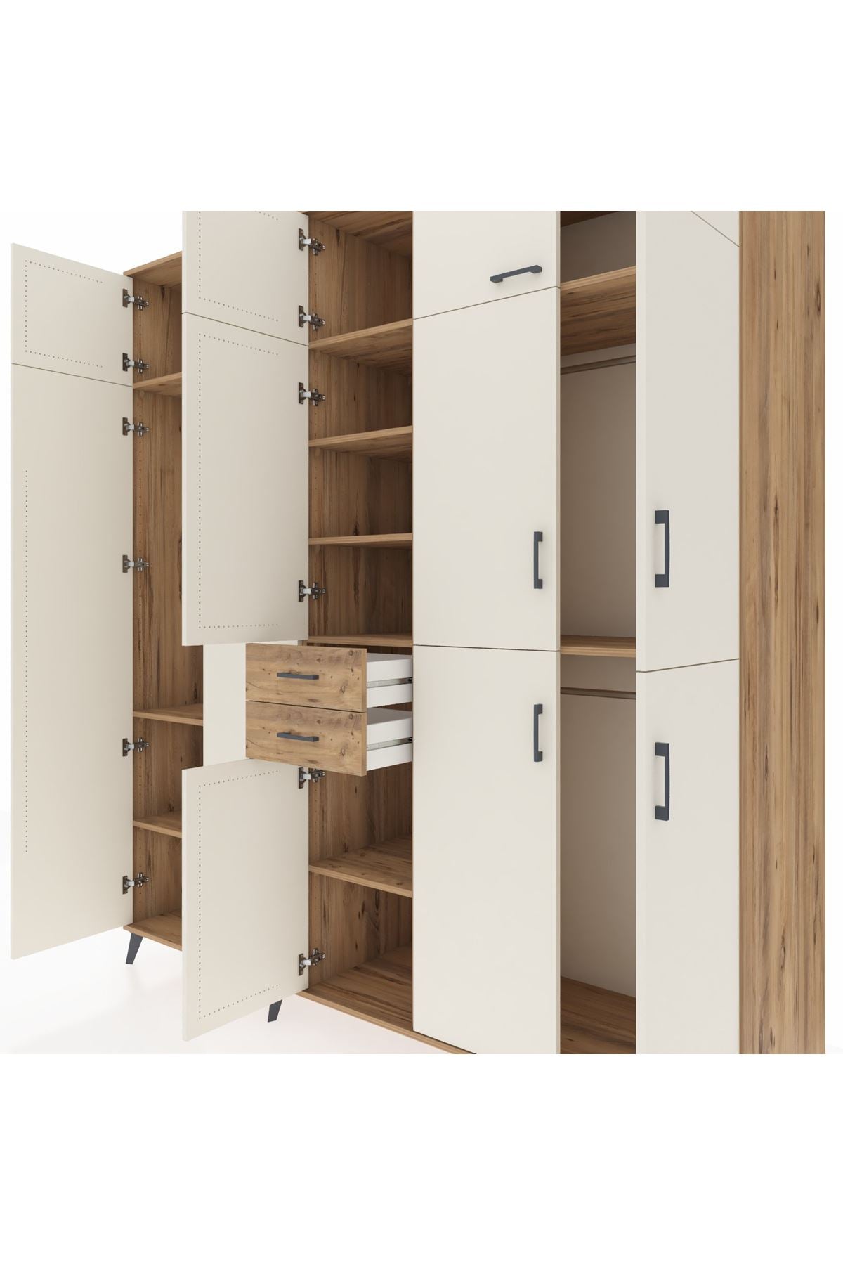 Kronos Dolap 10 Raflı 2 Çekmeceli 3 Askılı 220x59x243 - S784M027V24C