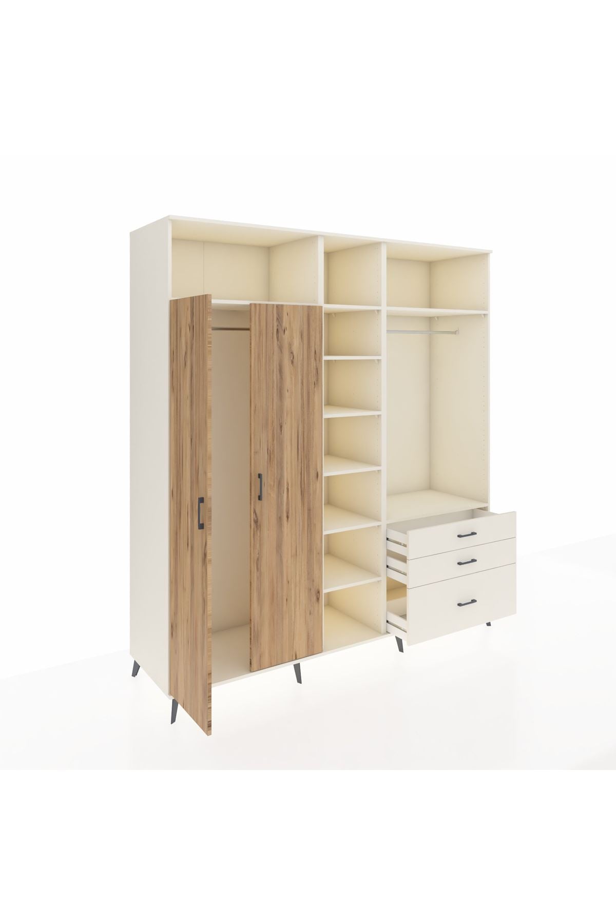 Kronos Dolap 9 Raflı 3 Çekmeceli 2 Askılı 220x59x243 - S784M028V01C
