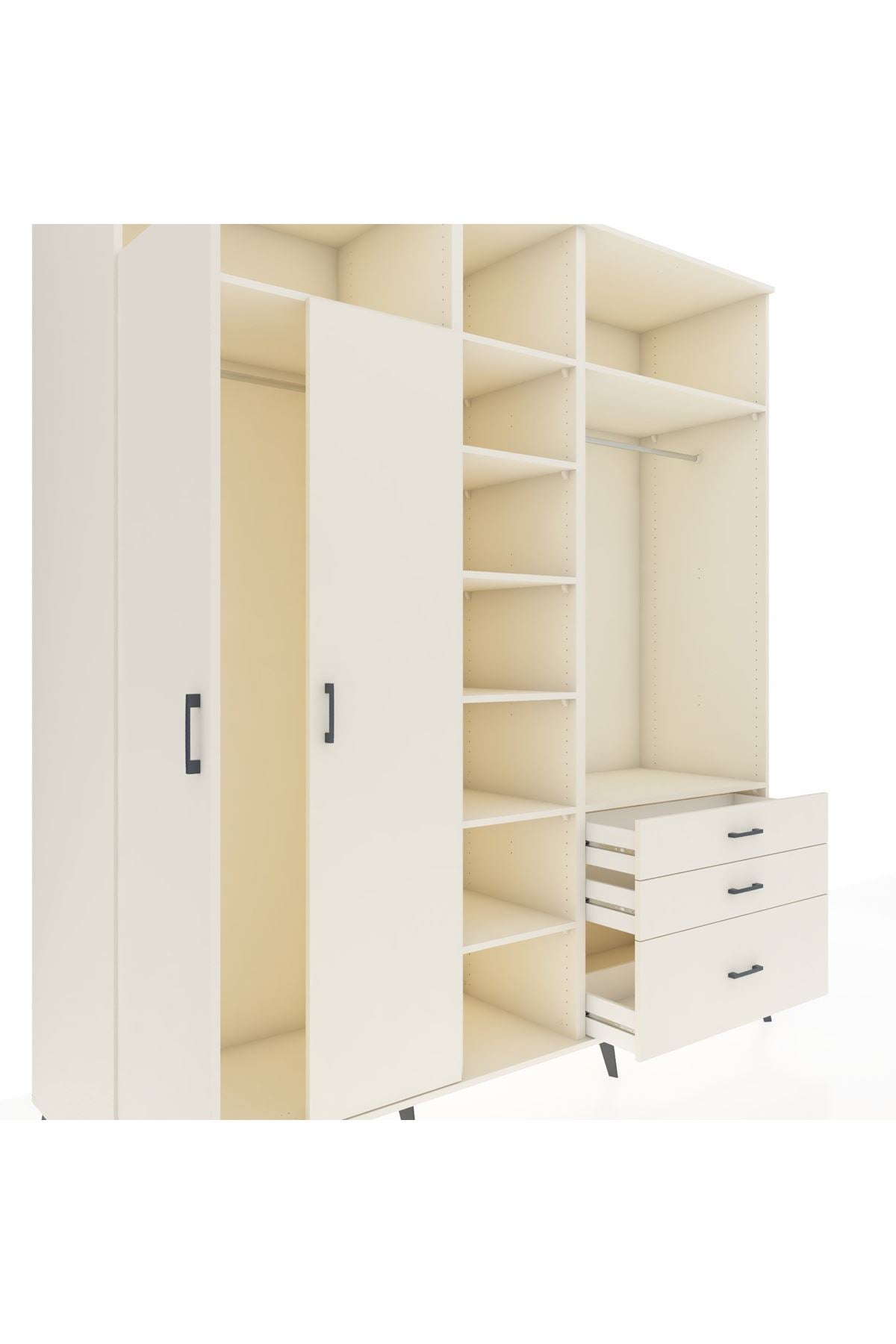 Kronos Dolap 9 Raflı 3 Çekmeceli 2 Askılı 220x59x243 - S784M028V04C