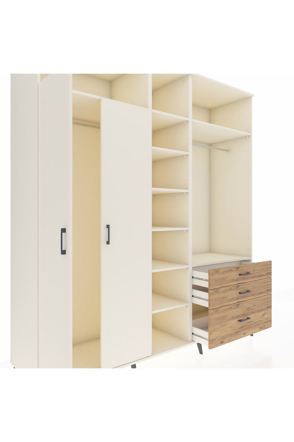 Kronos Dolap 9 Raflı 3 Çekmeceli 2 Askılı 220x59x243 - S784M028V06C