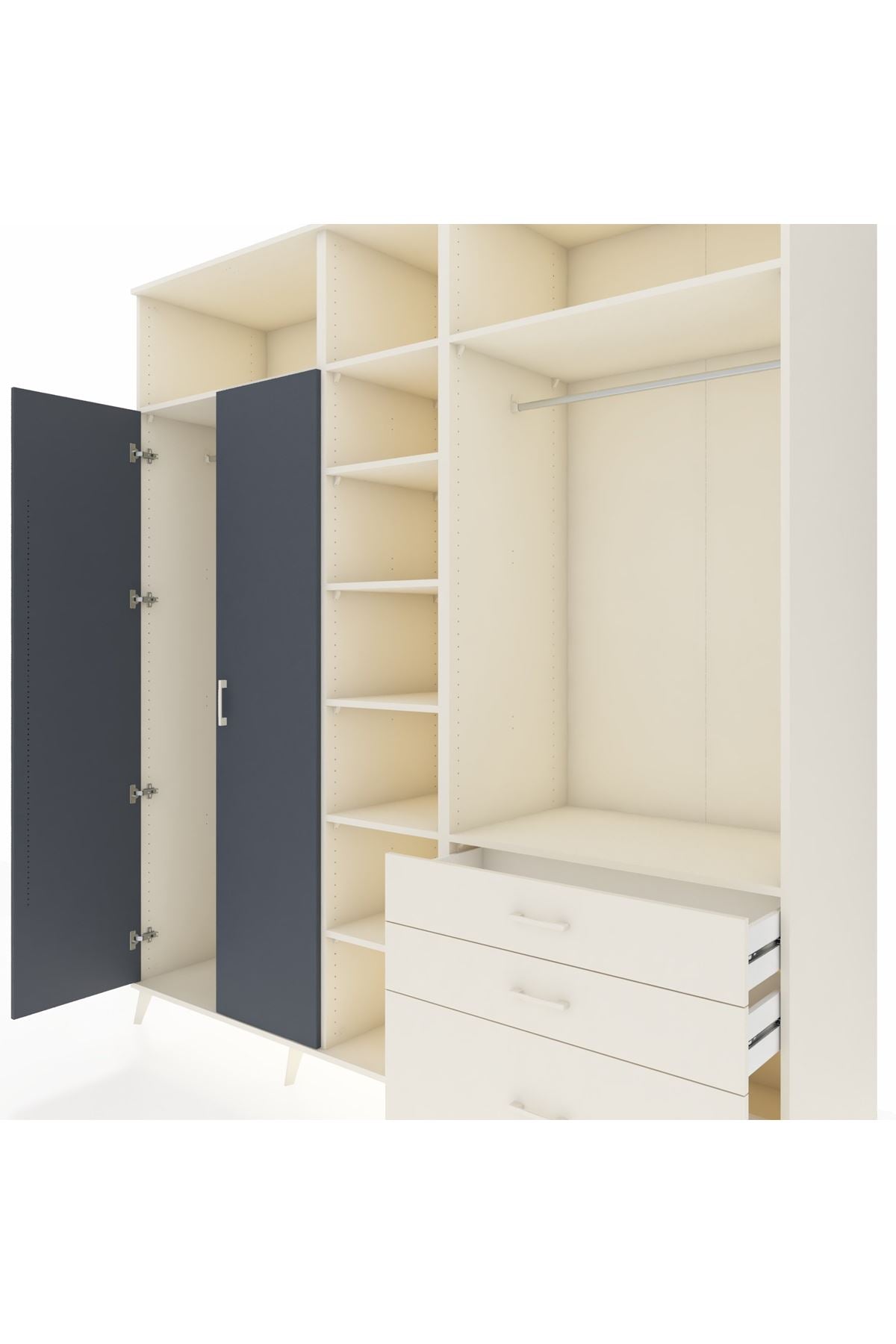 Kronos Dolap 9 Raflı 3 Çekmeceli 2 Askılı 220x59x243 - S784M028V07C