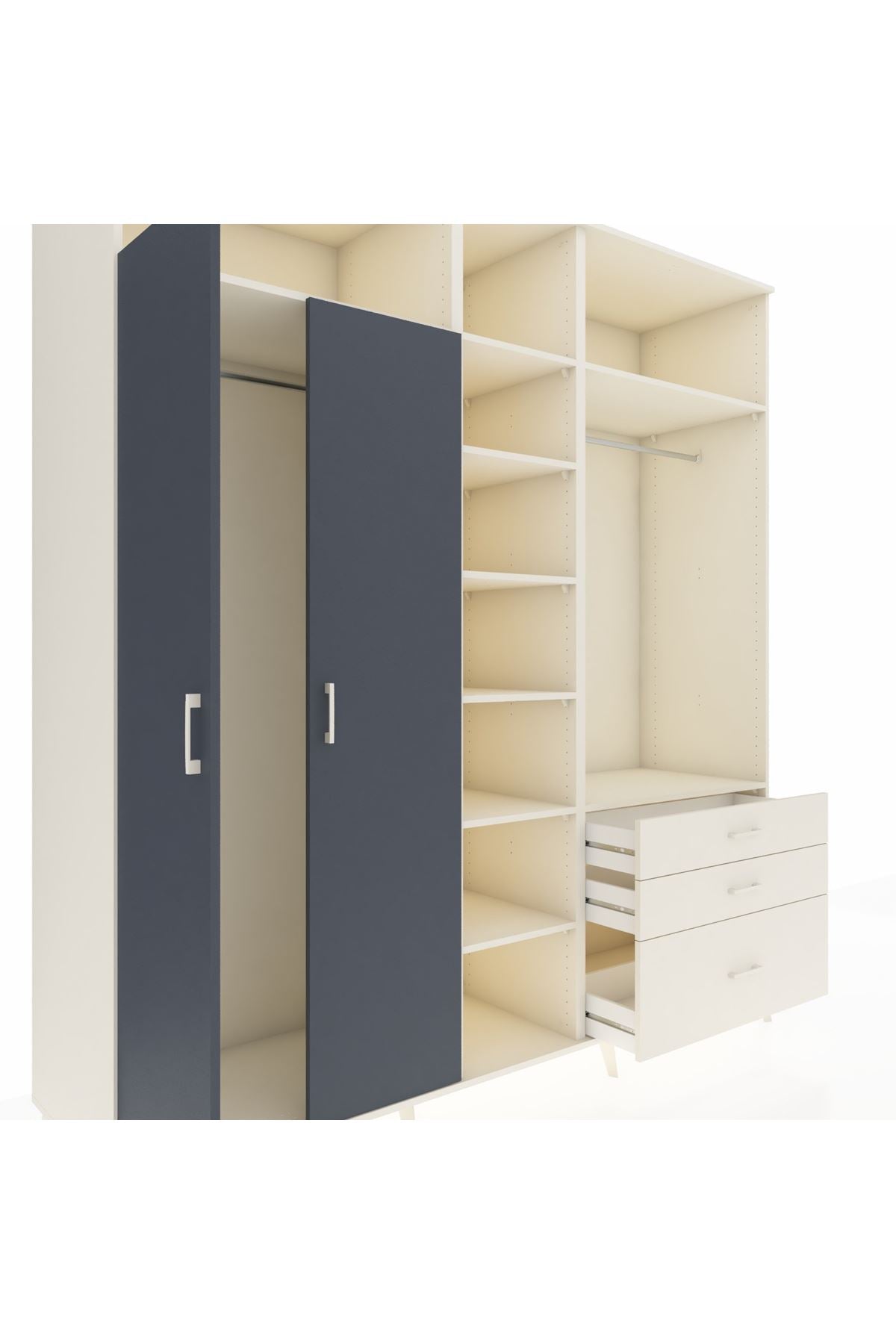 Kronos Dolap 9 Raflı 3 Çekmeceli 2 Askılı 220x59x243 - S784M028V07C