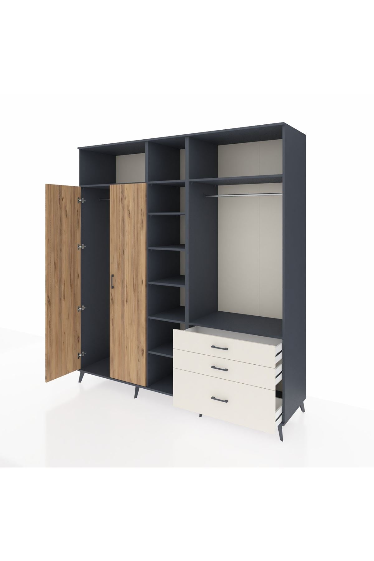 Kronos Dolap 9 Raflı 3 Çekmeceli 2 Askılı 220x59x243 - S784M028V10C