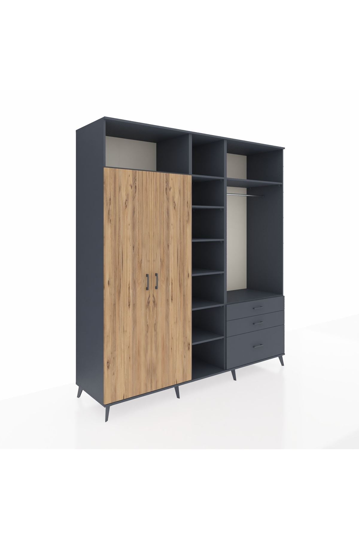 Kronos Dolap 9 Raflı 3 Çekmeceli 2 Askılı 220x59x243 - S784M028V11C