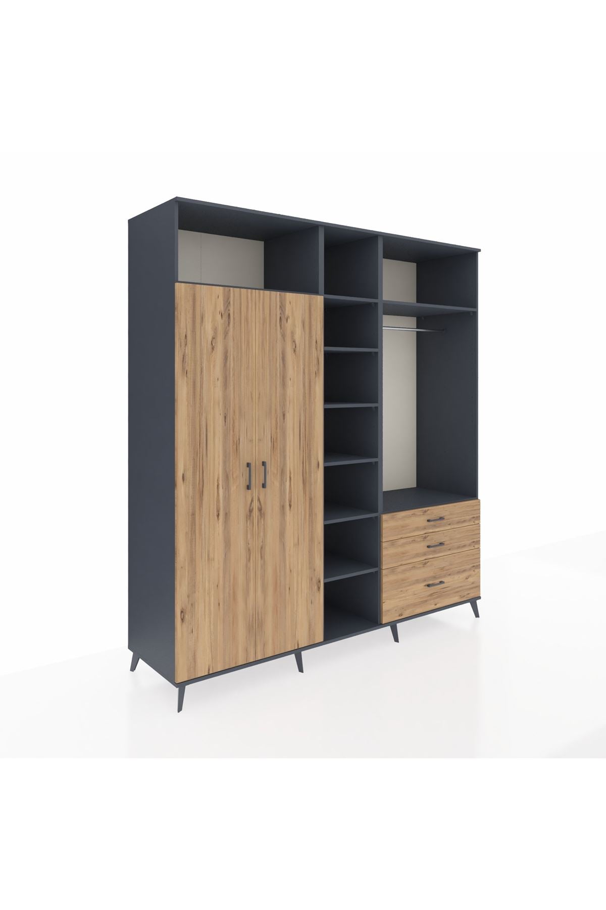 Kronos Dolap 9 Raflı 3 Çekmeceli 2 Askılı 220x59x243 - S784M028V12C