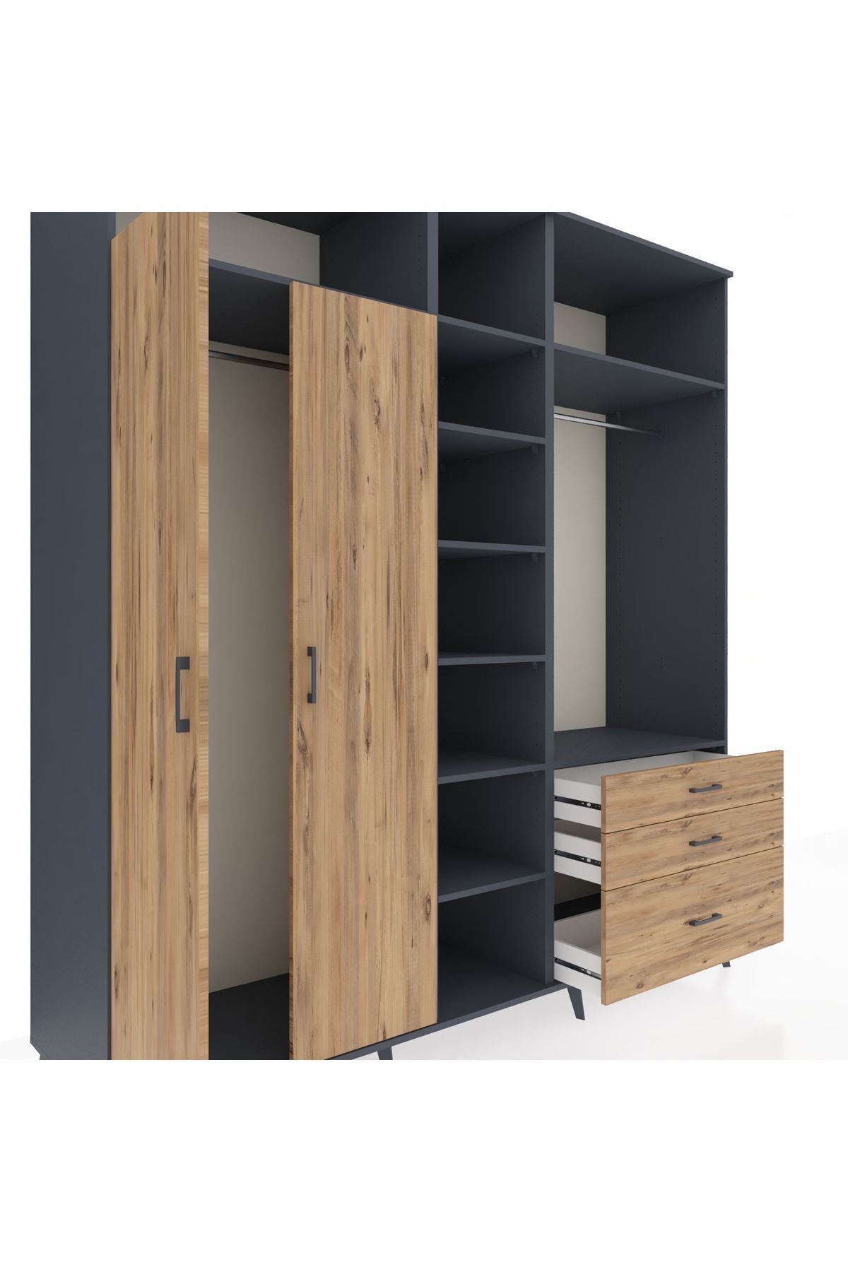 Kronos Dolap 9 Raflı 3 Çekmeceli 2 Askılı 220x59x243 - S784M028V12C