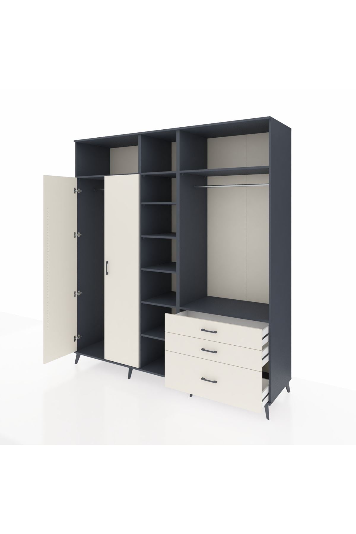 Kronos Dolap 9 Raflı 3 Çekmeceli 2 Askılı 220x59x243 - S784M028V13C