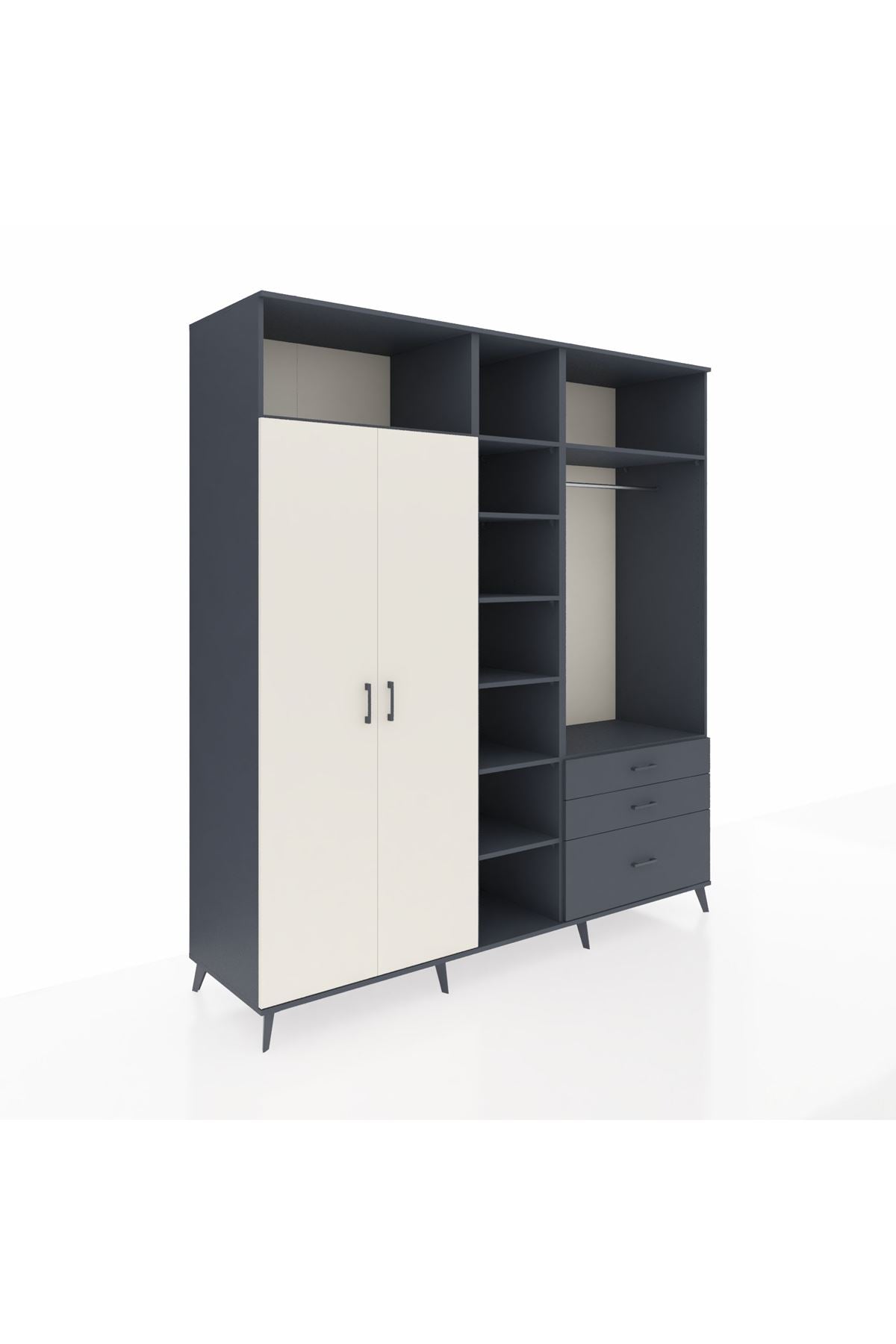 Kronos Dolap 9 Raflı 3 Çekmeceli 2 Askılı 220x59x243 - S784M028V14C