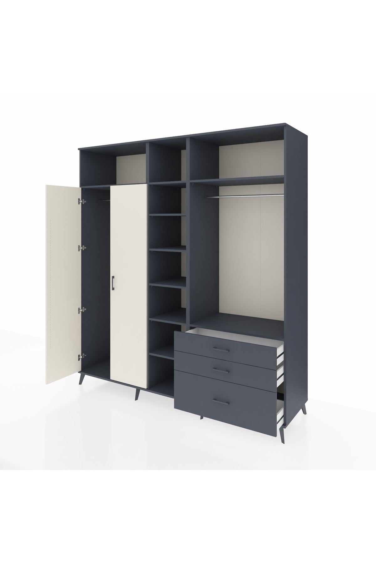 Kronos Dolap 9 Raflı 3 Çekmeceli 2 Askılı 220x59x243 - S784M028V14C