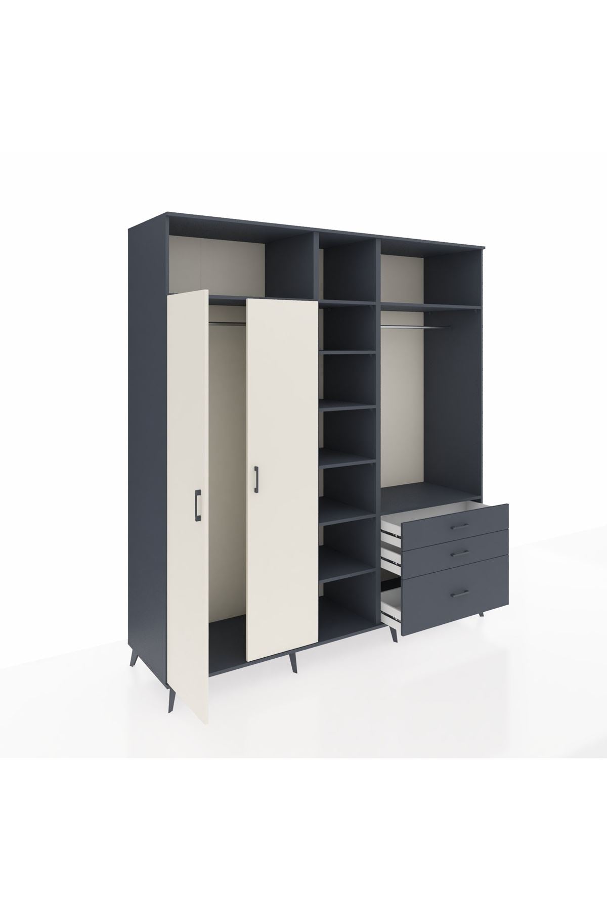 Kronos Dolap 9 Raflı 3 Çekmeceli 2 Askılı 220x59x243 - S784M028V14C