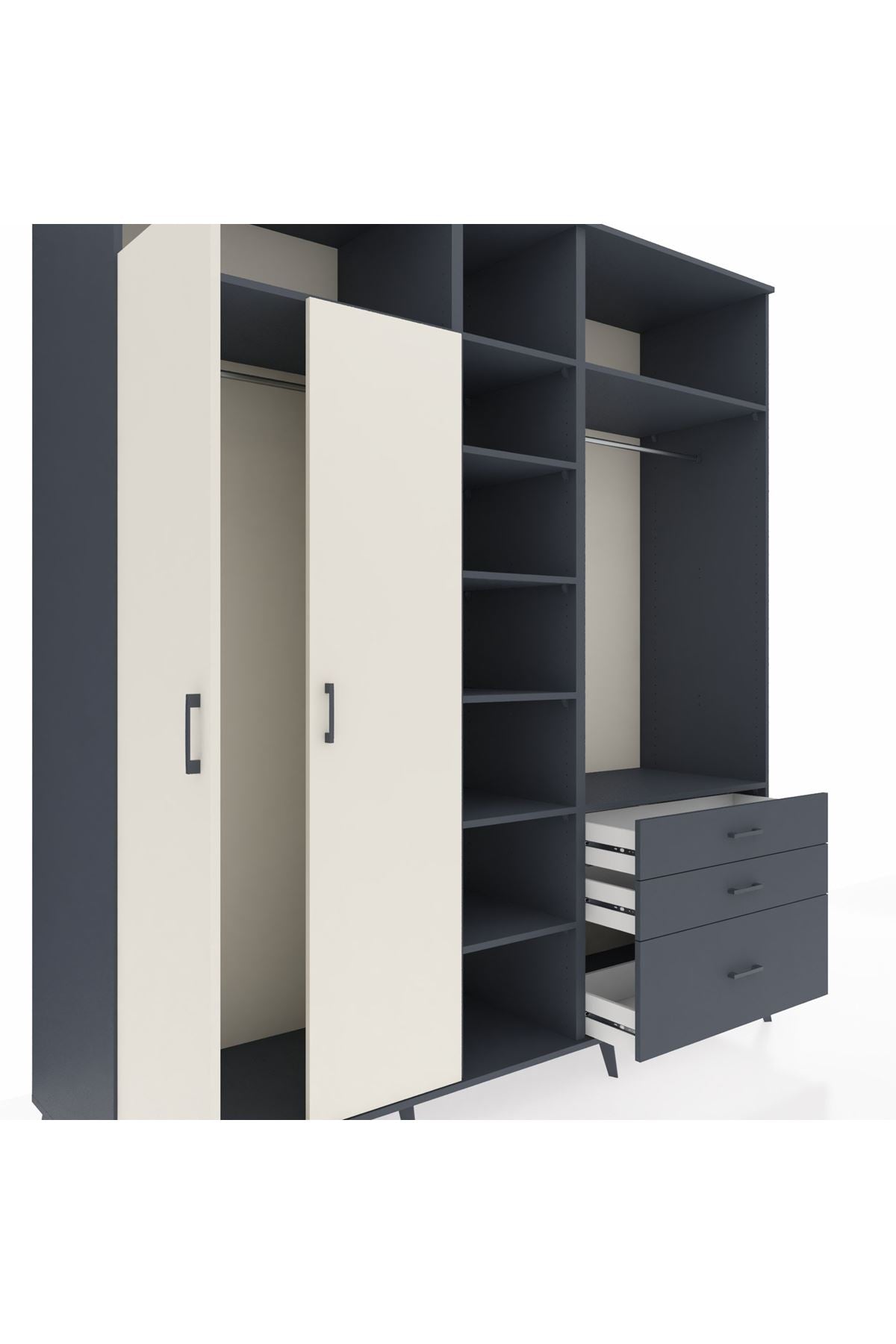 Kronos Dolap 9 Raflı 3 Çekmeceli 2 Askılı 220x59x243 - S784M028V14C