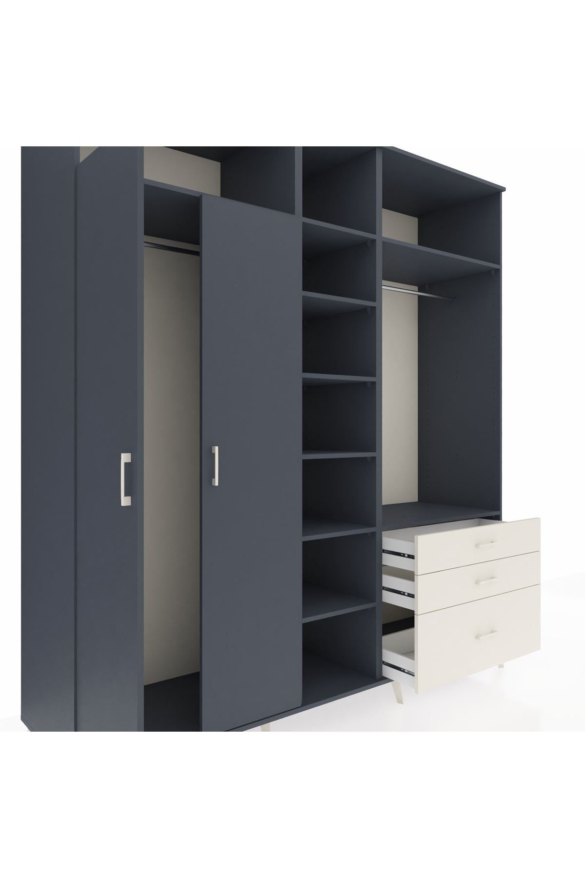 Kronos Dolap 9 Raflı 3 Çekmeceli 2 Askılı 220x59x243 - S784M028V16C