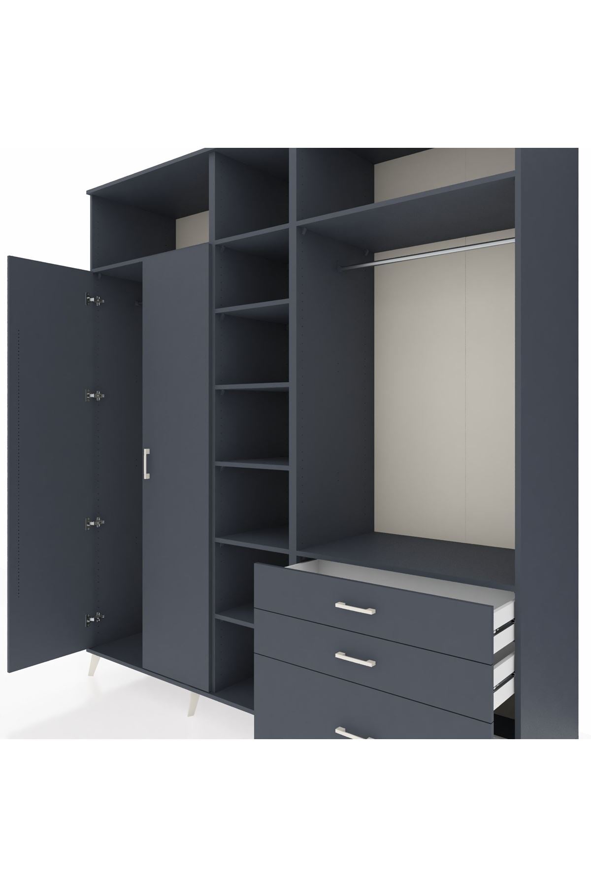 Kronos Dolap 9 Raflı 3 Çekmeceli 2 Askılı 220x59x243 - S784M028V17C