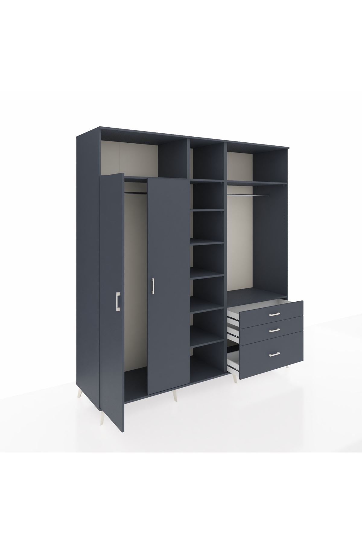 Kronos Dolap 9 Raflı 3 Çekmeceli 2 Askılı 220x59x243 - S784M028V17C