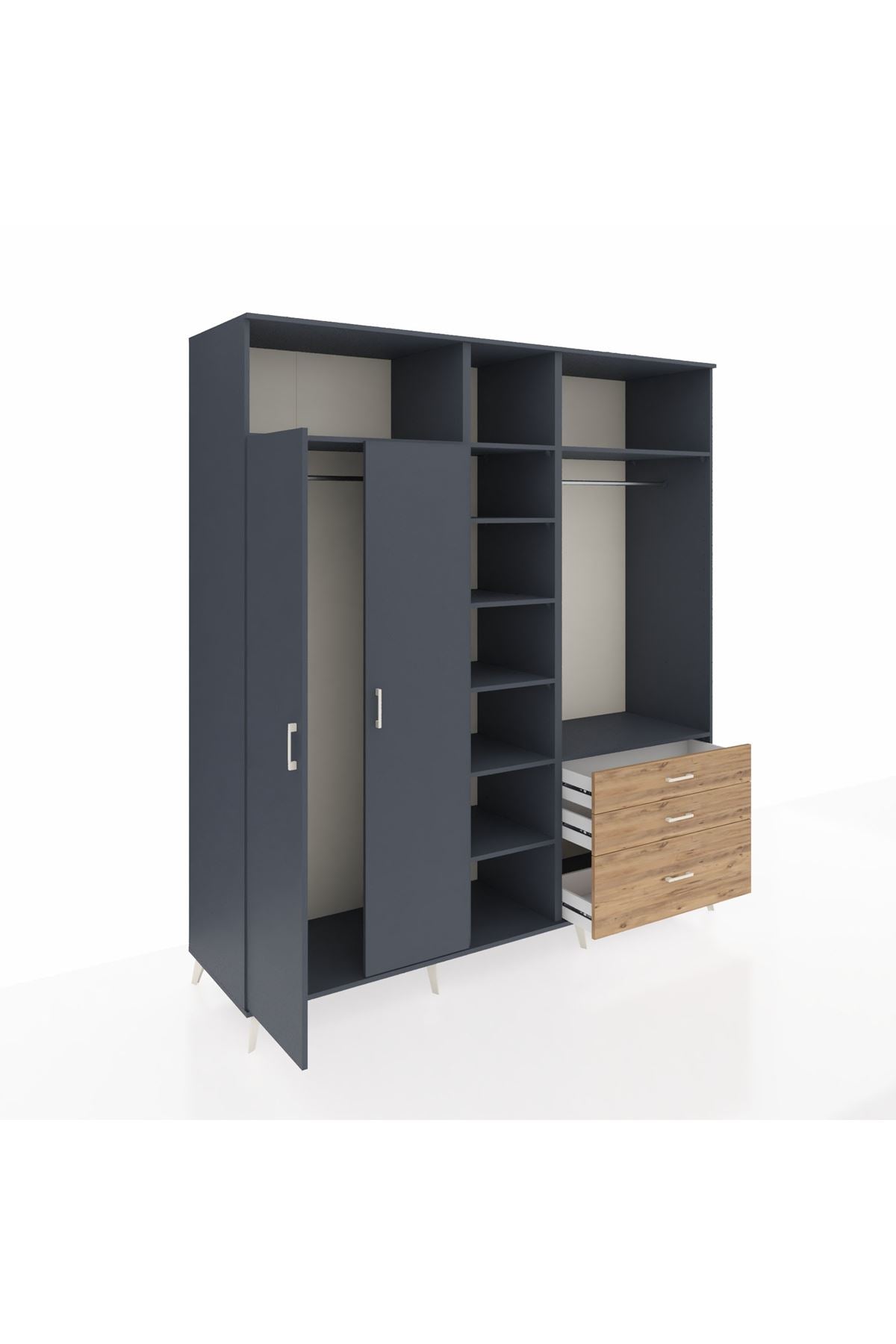 Kronos Dolap 9 Raflı 3 Çekmeceli 2 Askılı 220x59x243 - S784M028V18C