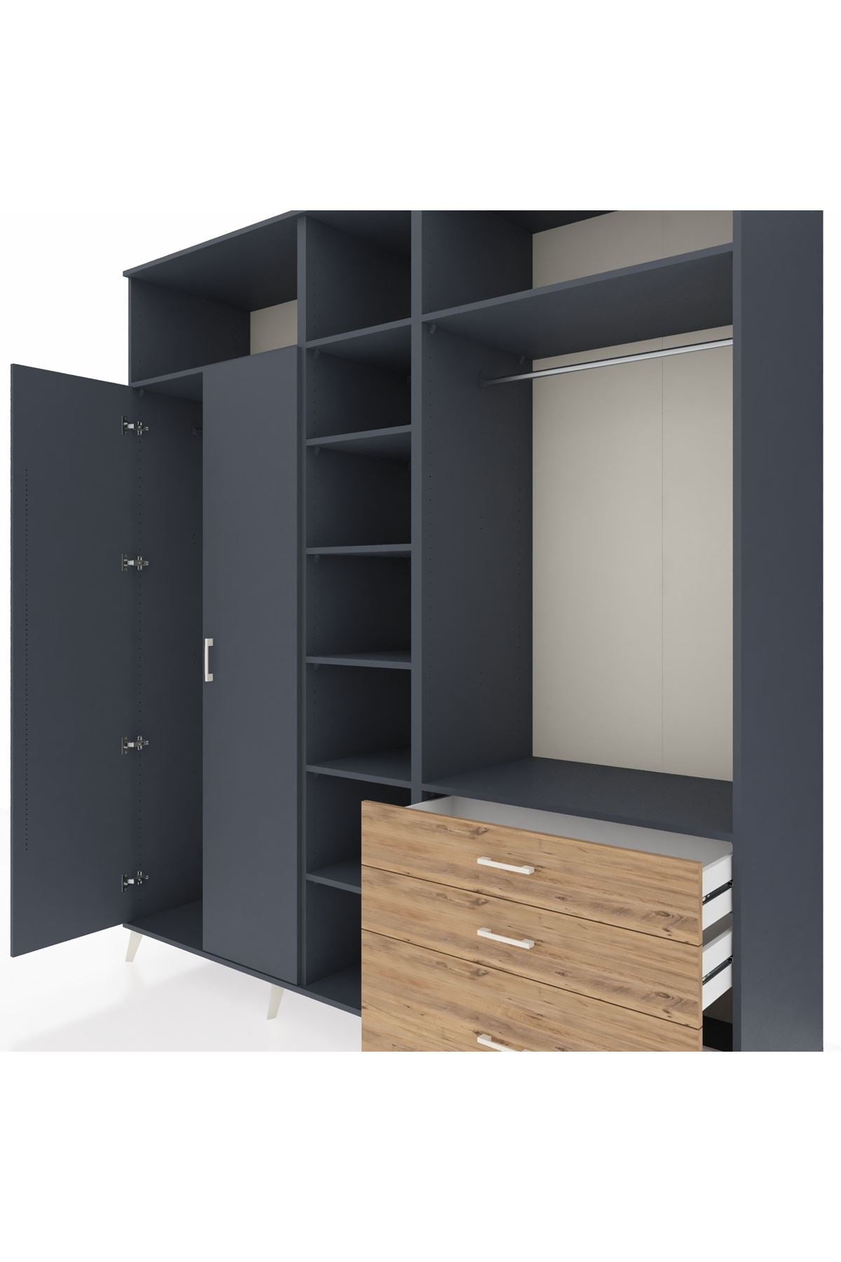 Kronos Dolap 9 Raflı 3 Çekmeceli 2 Askılı 220x59x243 - S784M028V18C